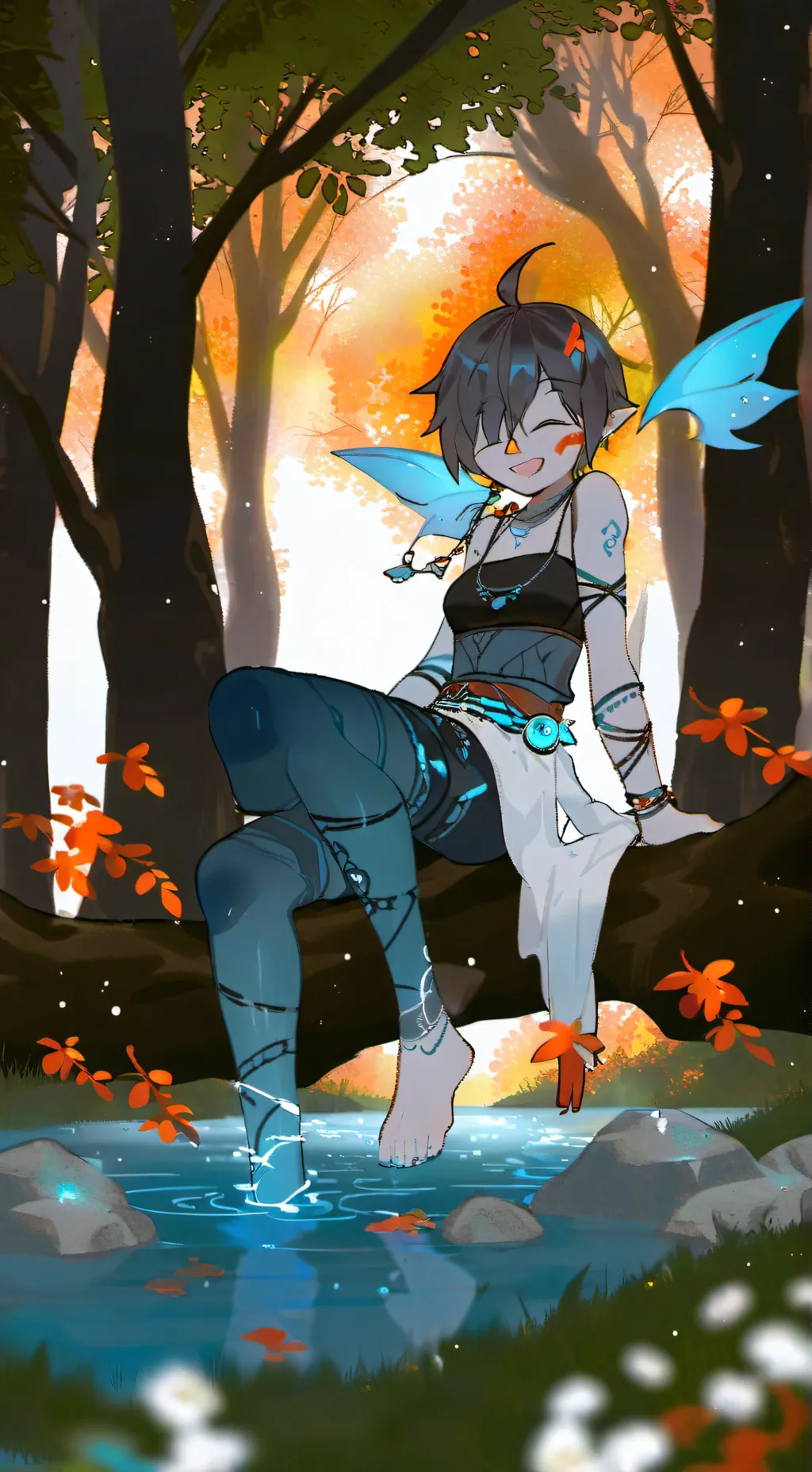 ai character: Uppermoon kisses background
