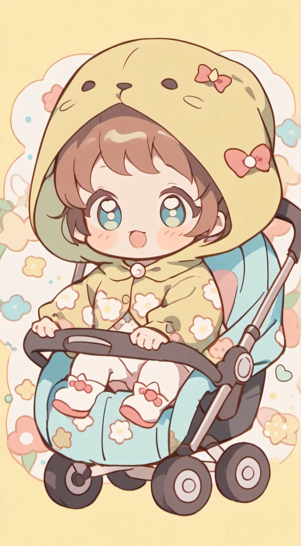 ai character: Baby in airport background