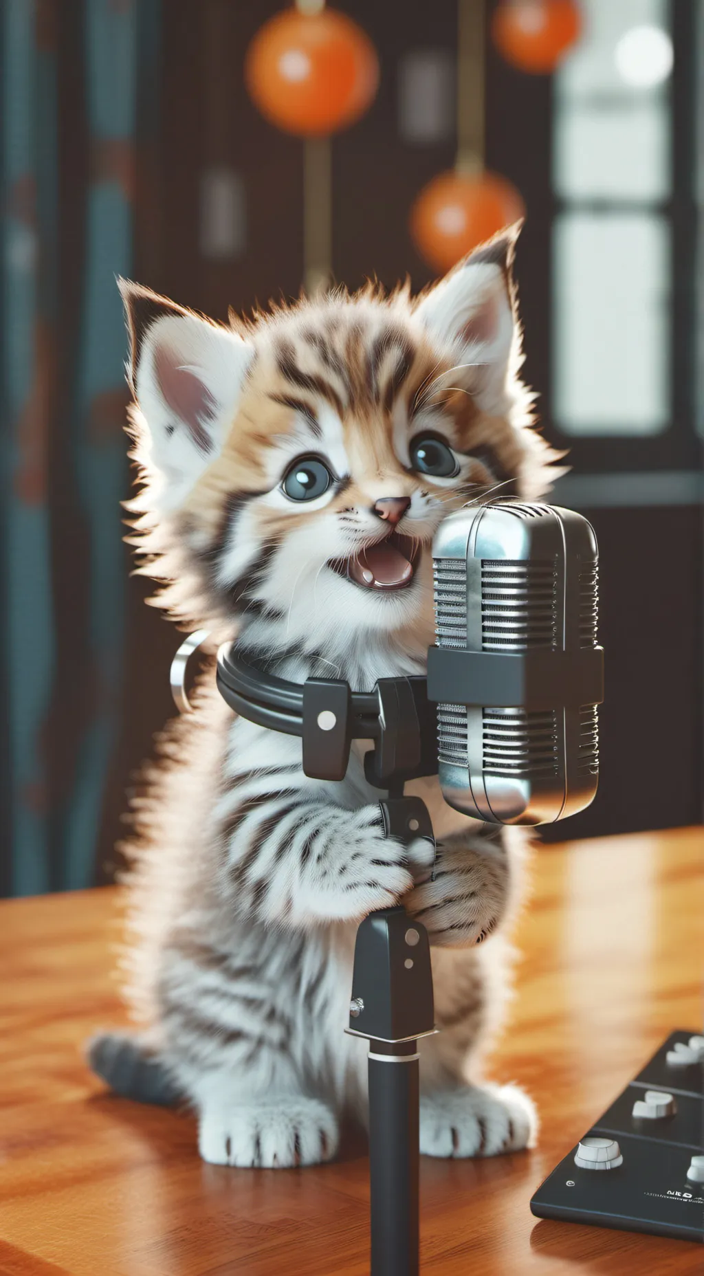ai character: singing kitten  background