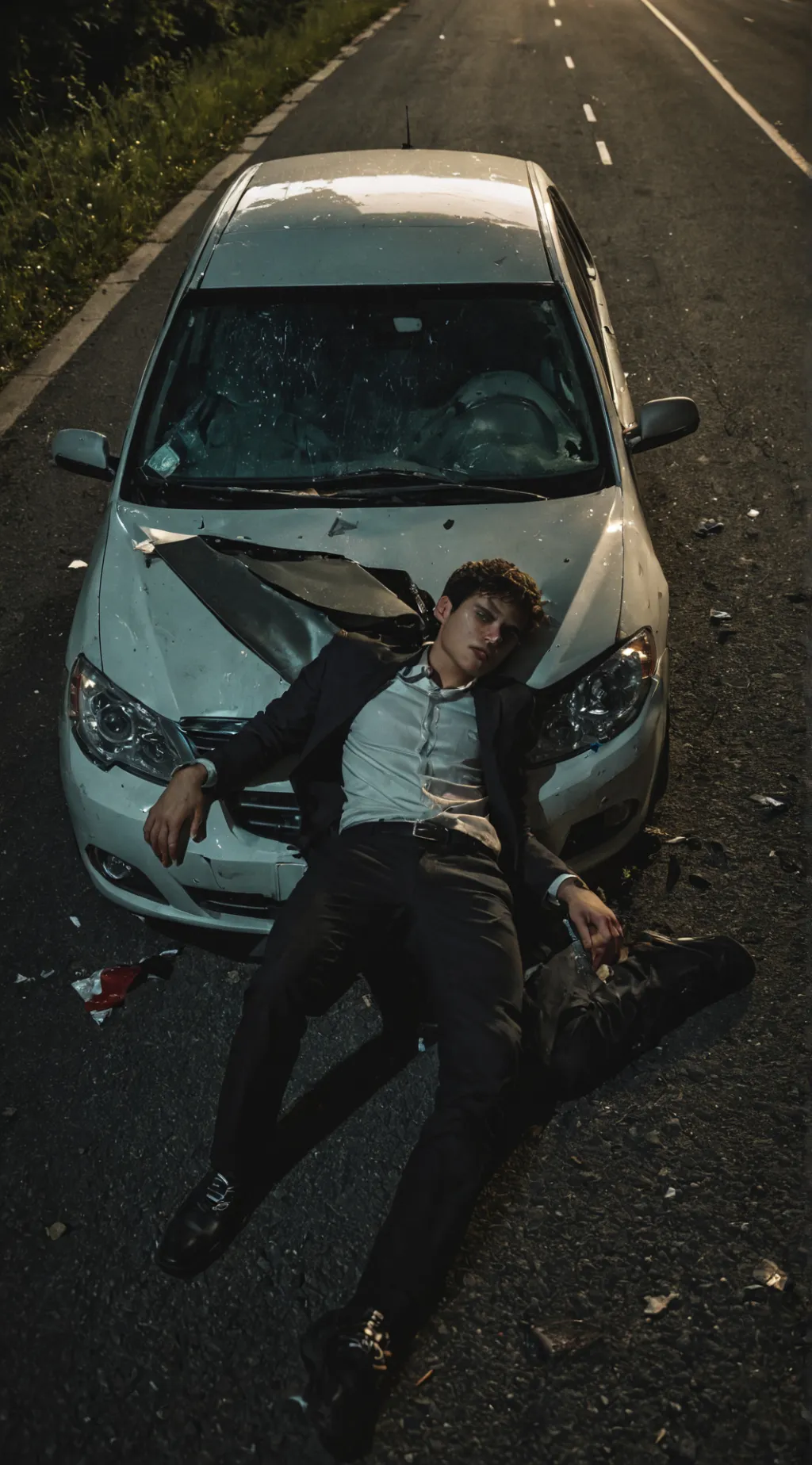 ai character: Car crash background