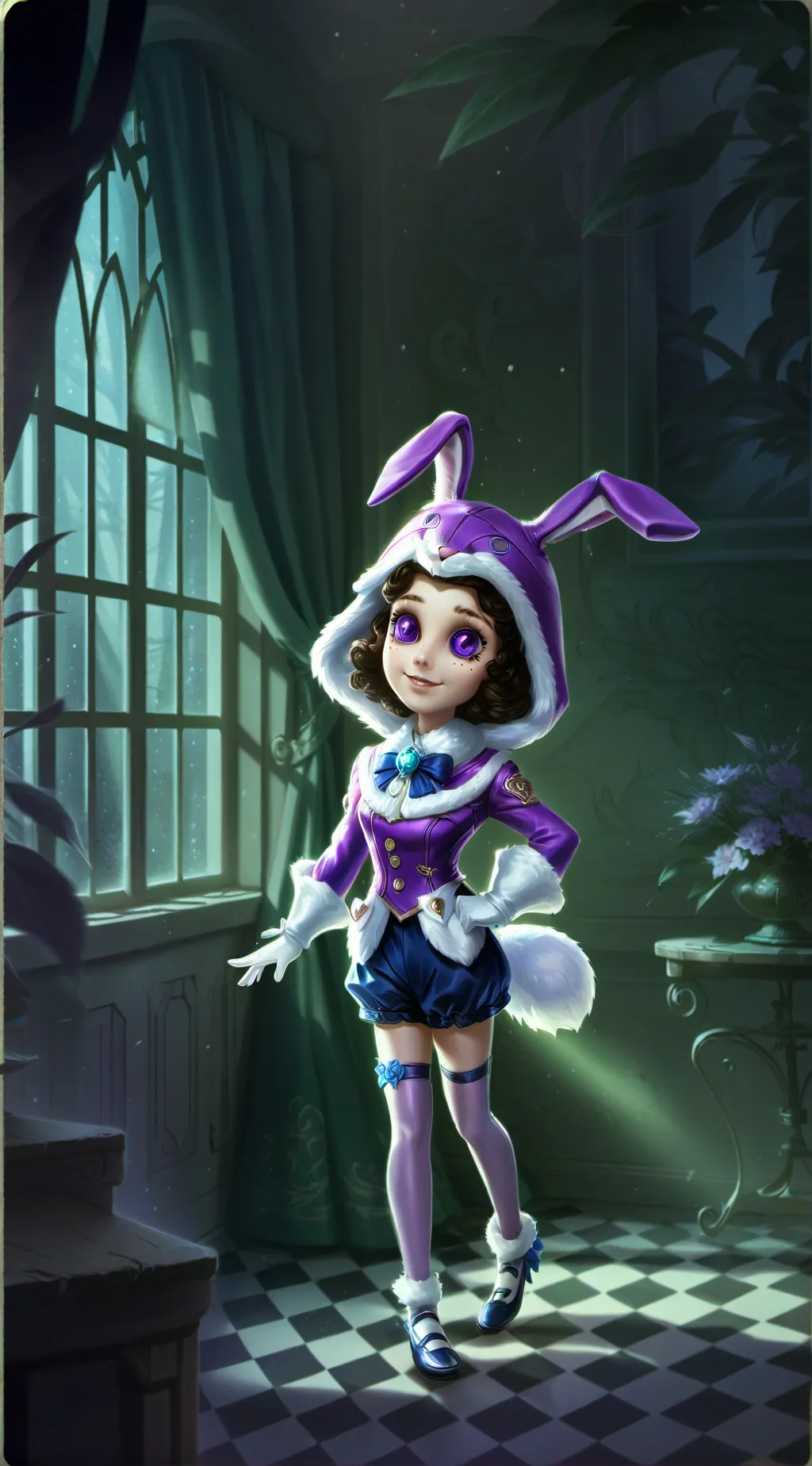 ai character: your purple bunny  background