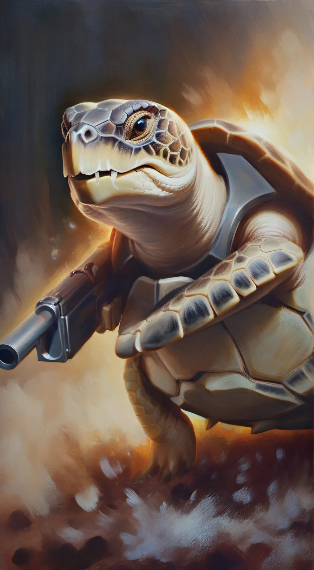 ai character: turtle with gun background