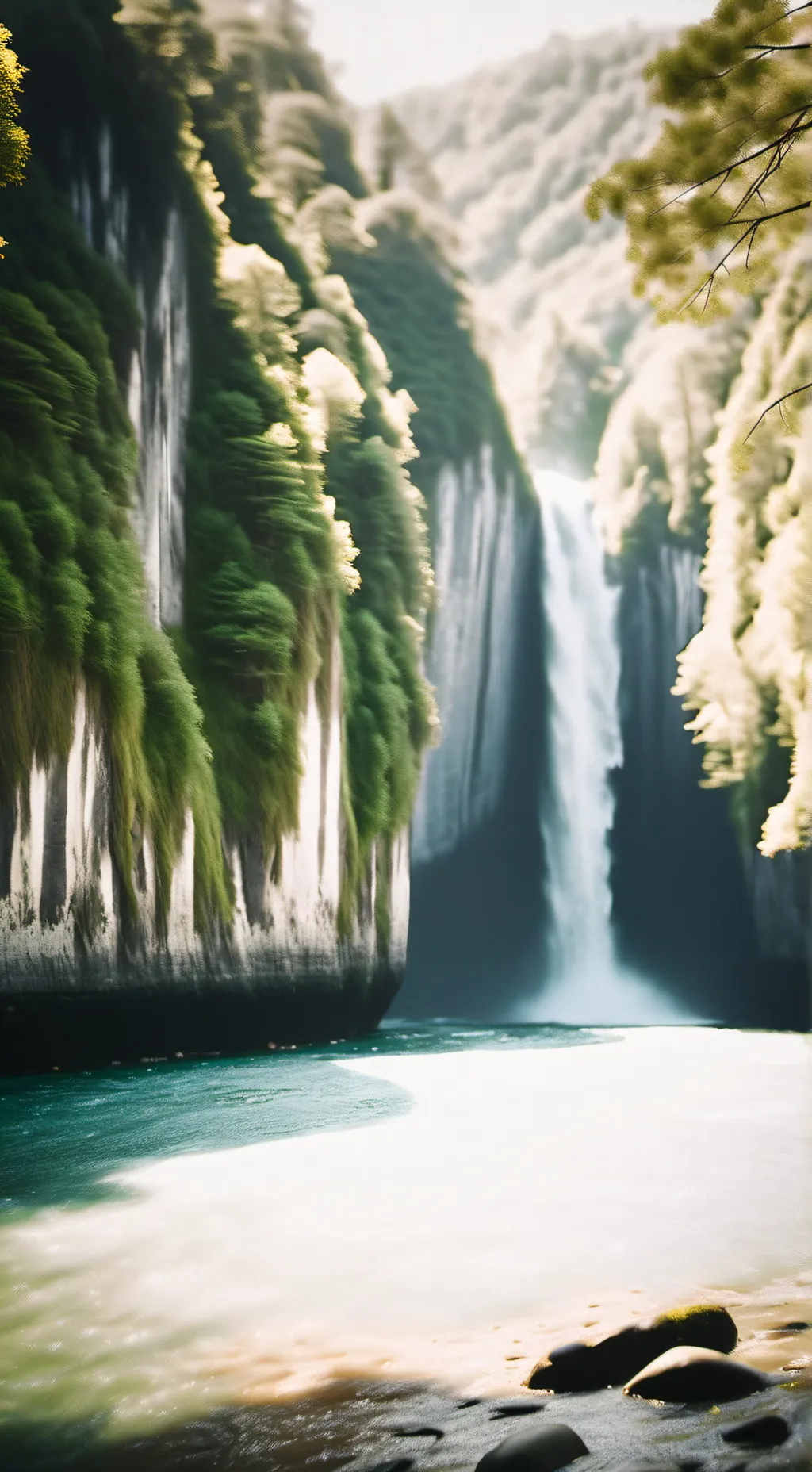 ai character: the nice waterfall background