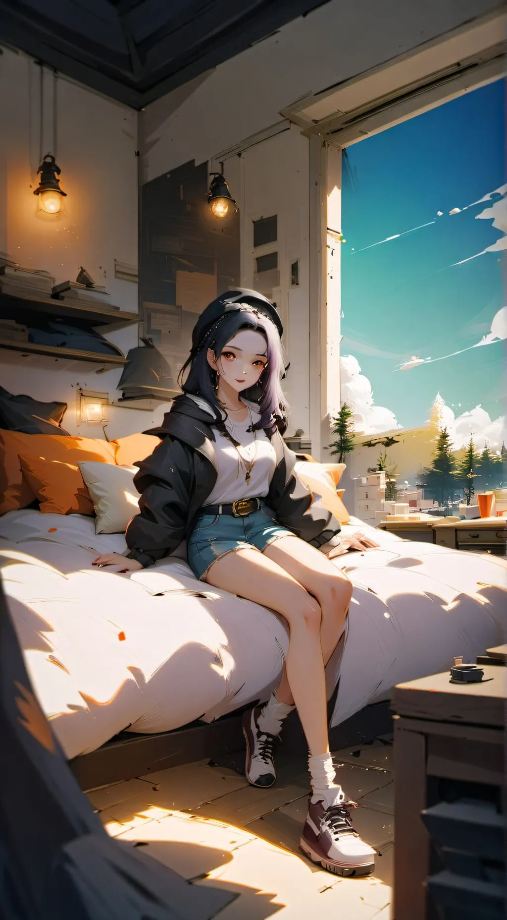 ai character: Dorm room background