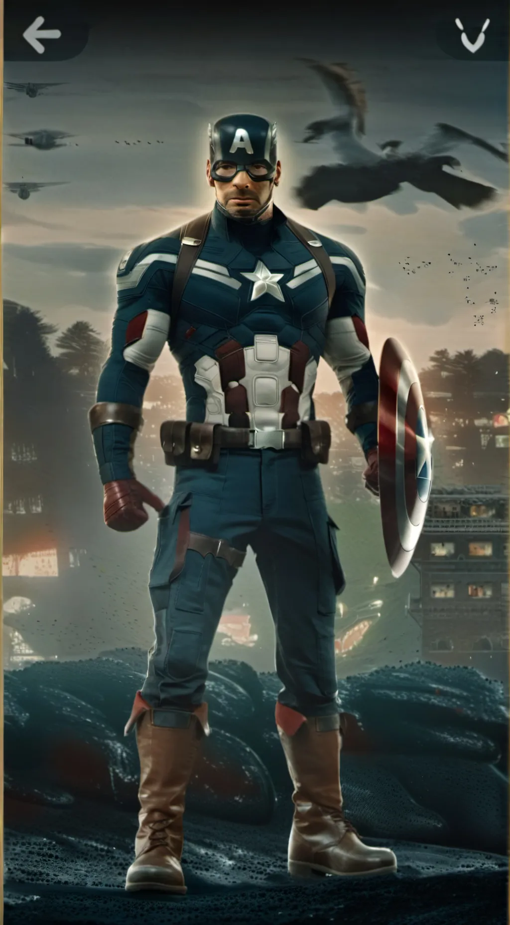ai character: Capitan america  background