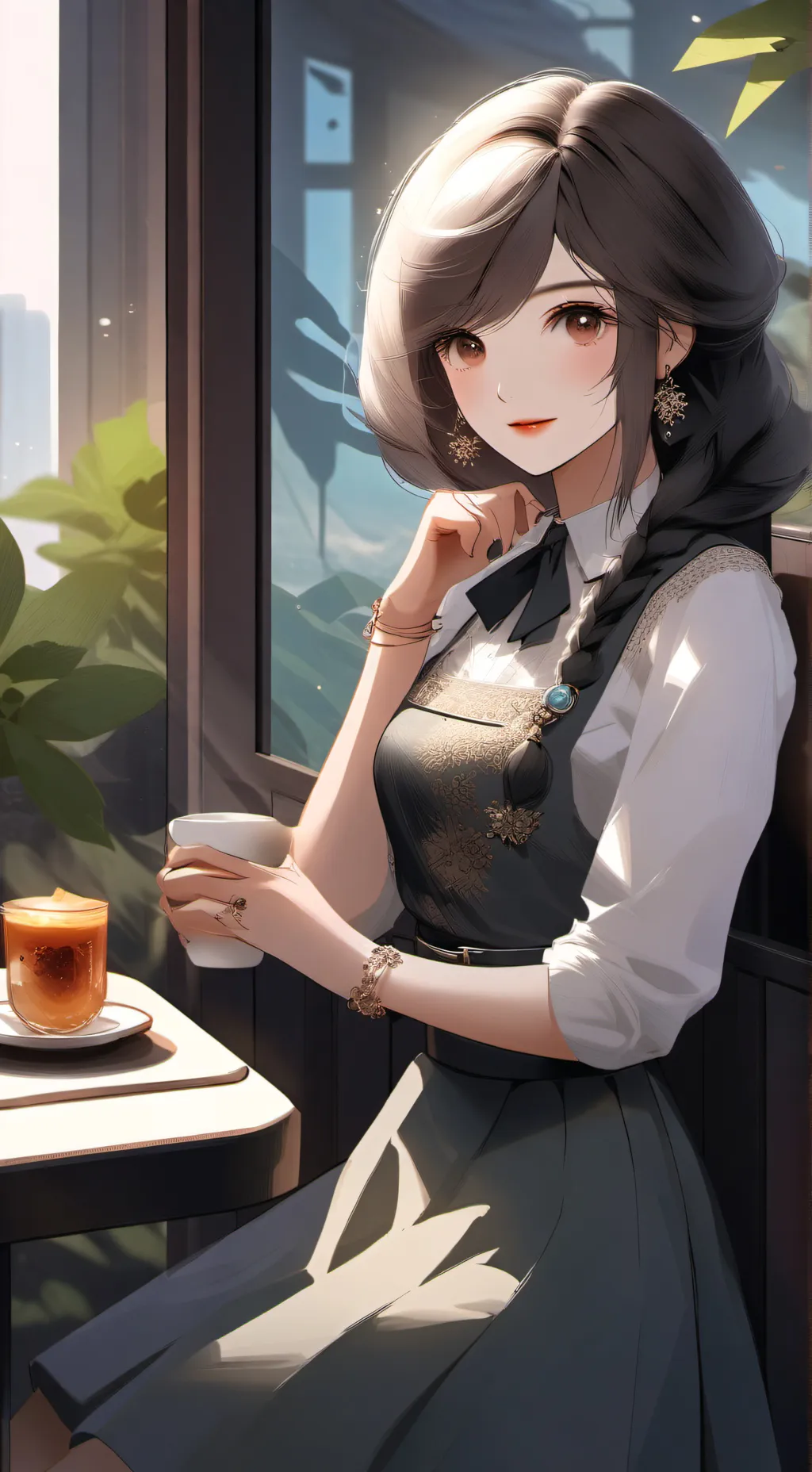 ai character: Café☕️ 🫖 background
