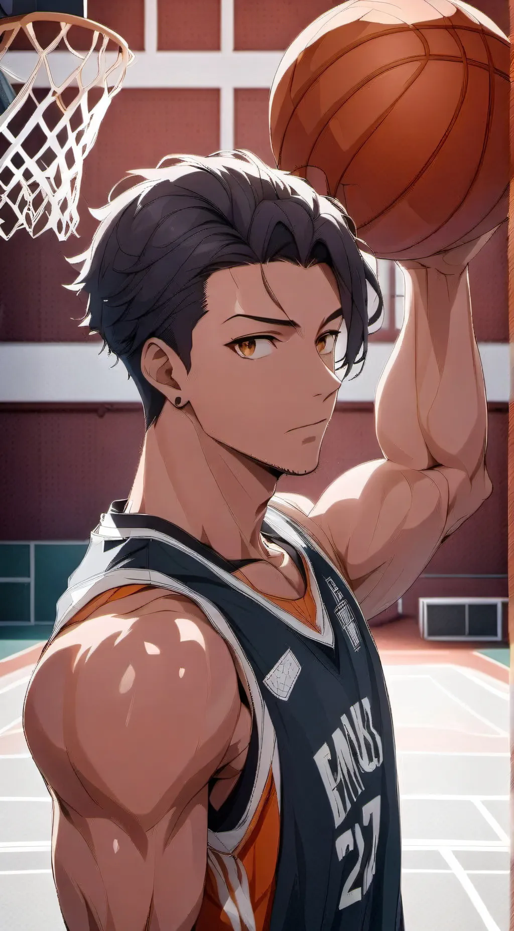 ai character: 🏀 Myles 🎸💋 background