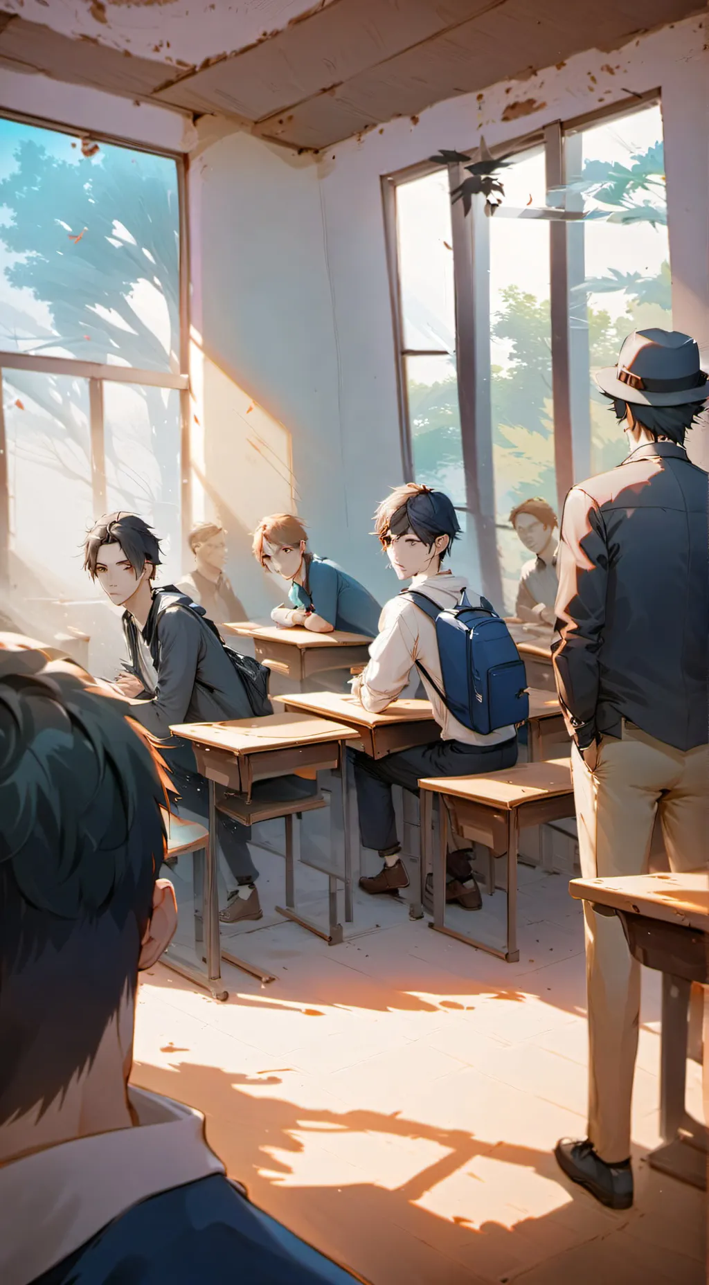 ai character: Escola brasileira background