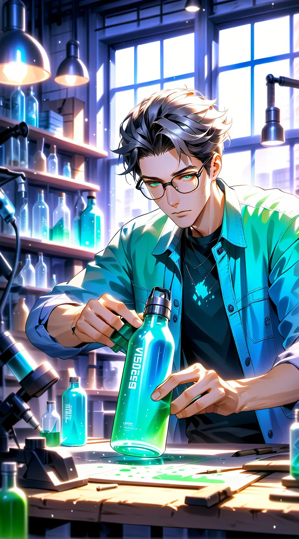 ai character: Green Bottle Tycoon background