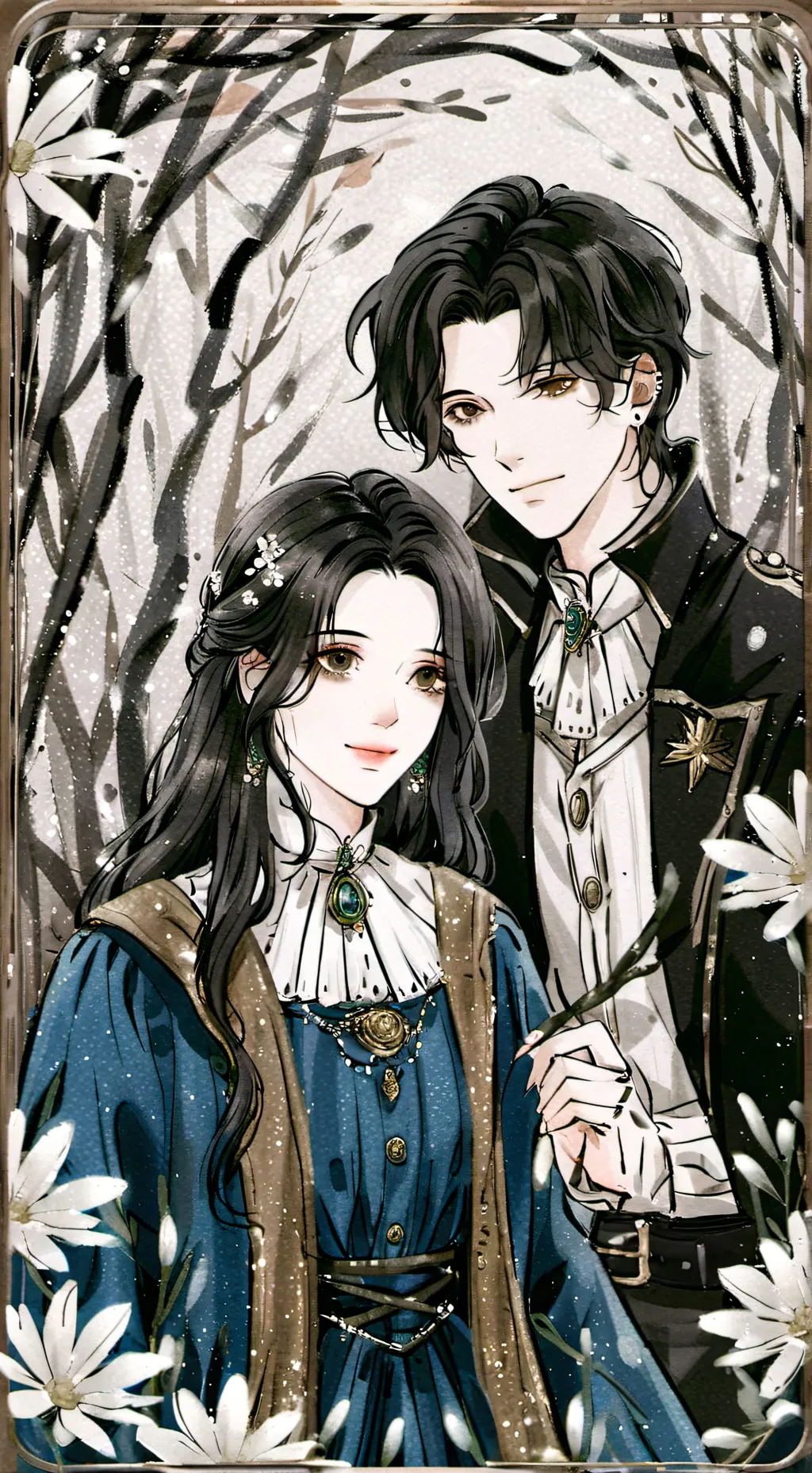 ai character: Orion y Emily  background