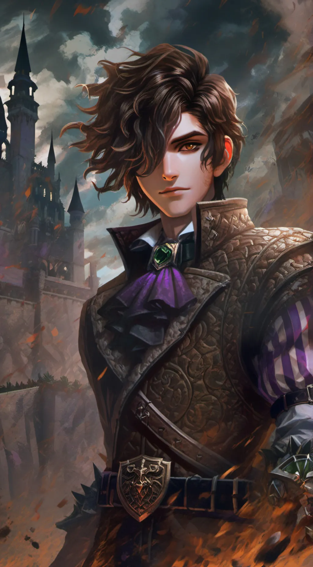 ai character: Ashmc dark king. background