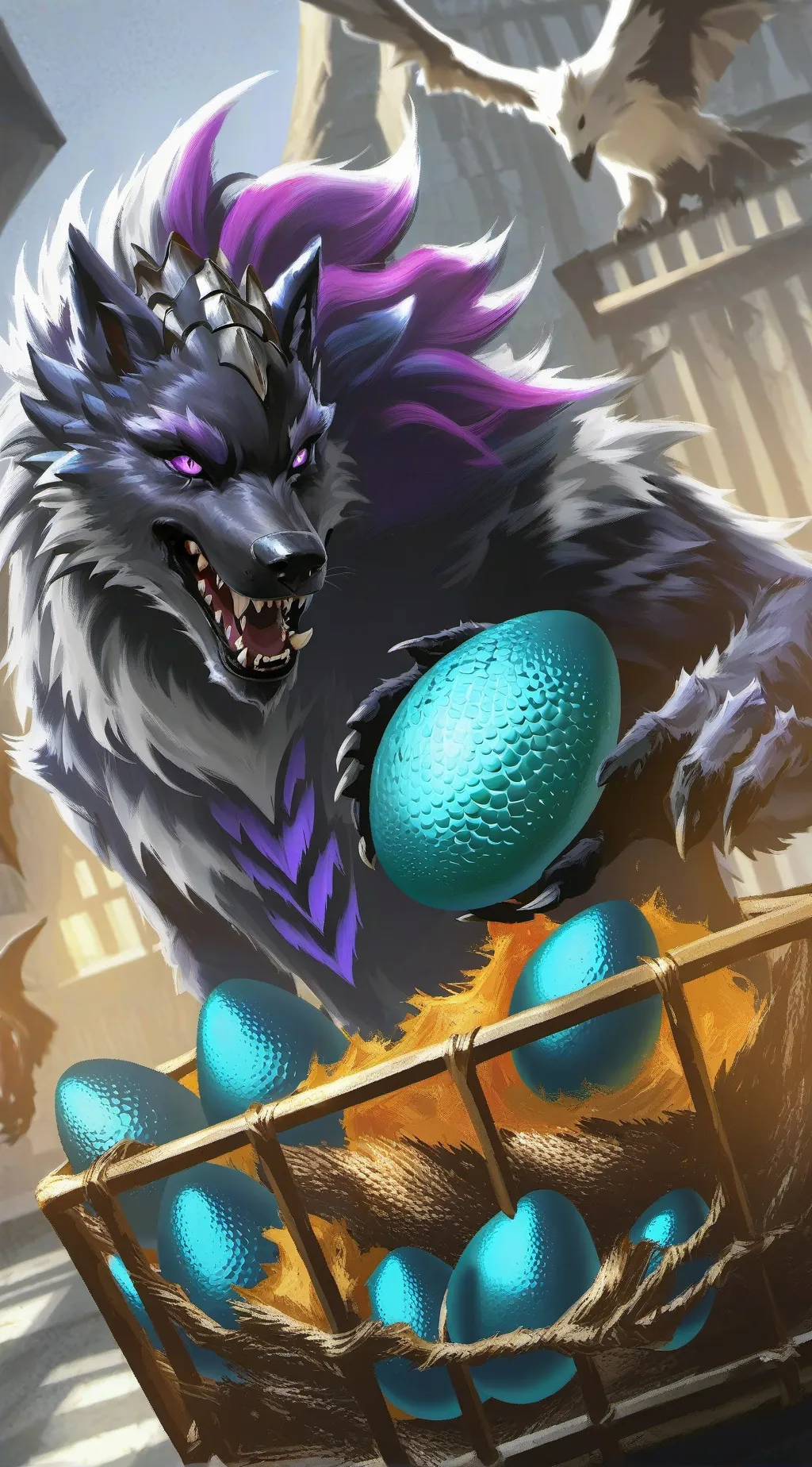 ai character: dog + dragon background