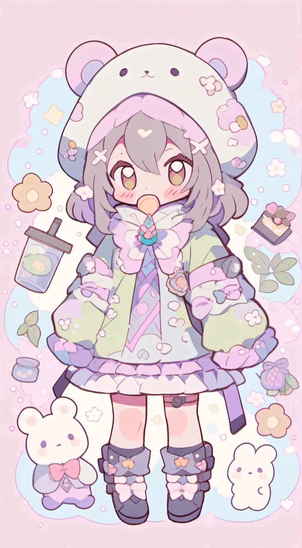 ai character: ༺𖤐🐾labubu🐾𖤐༻ background