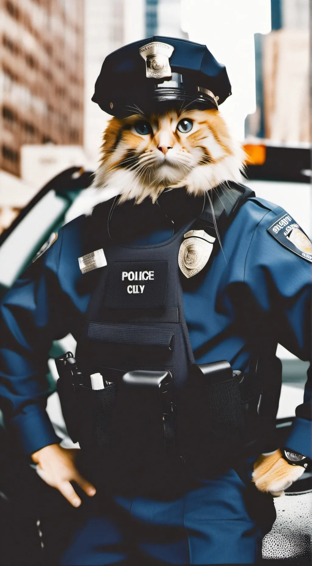 ai character: NYPD Cop Cat background