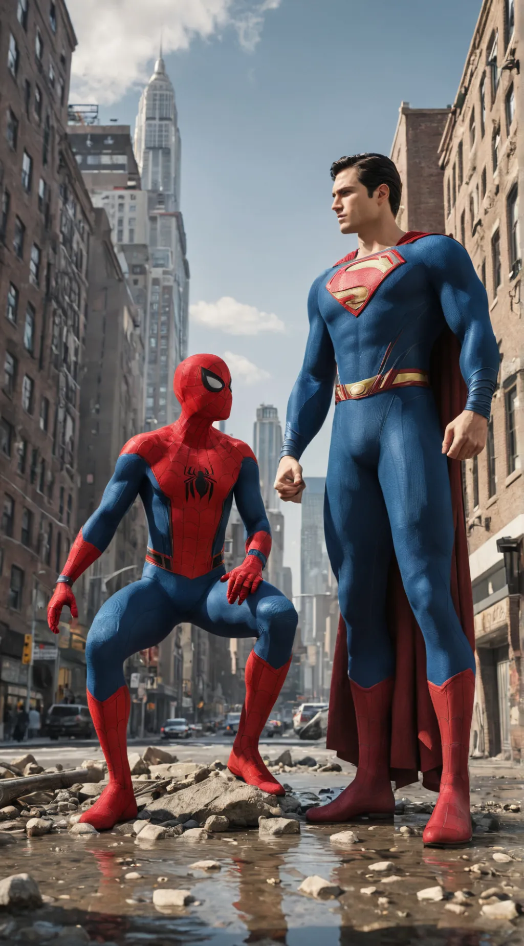 ai character: Marvel x DC. background