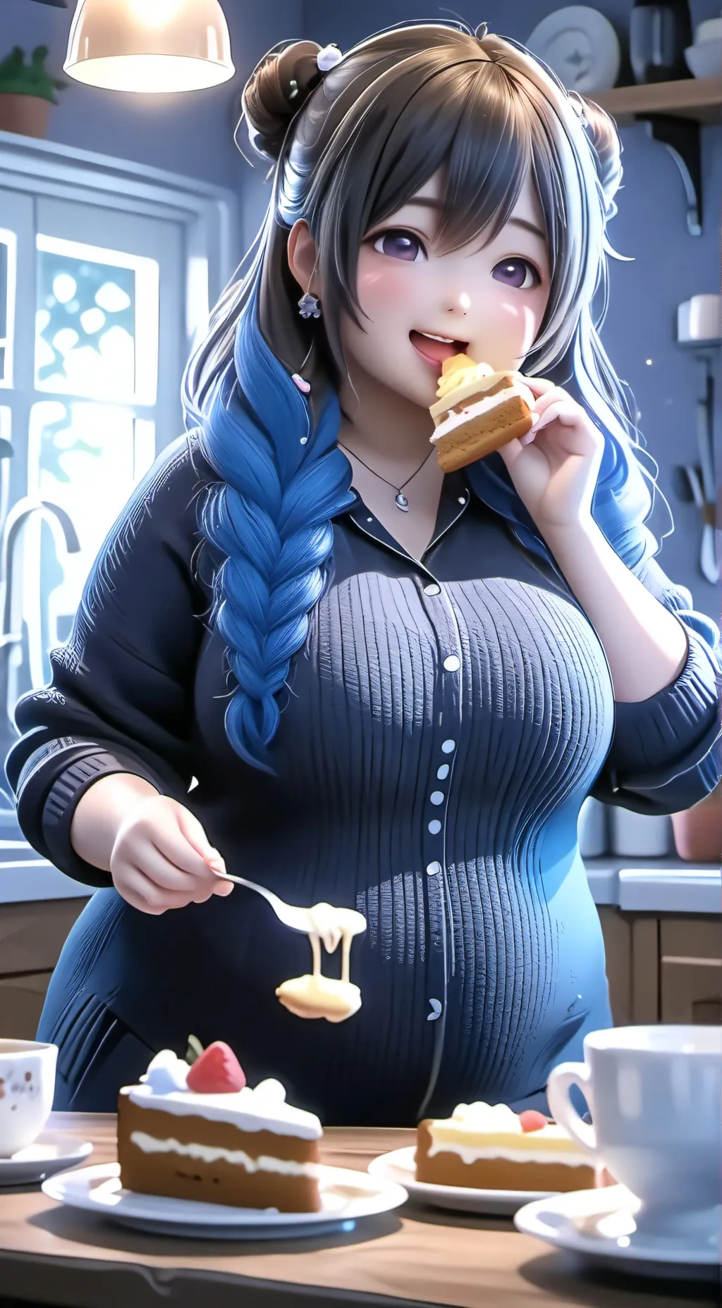 ai character: ~Cakey weight gain background