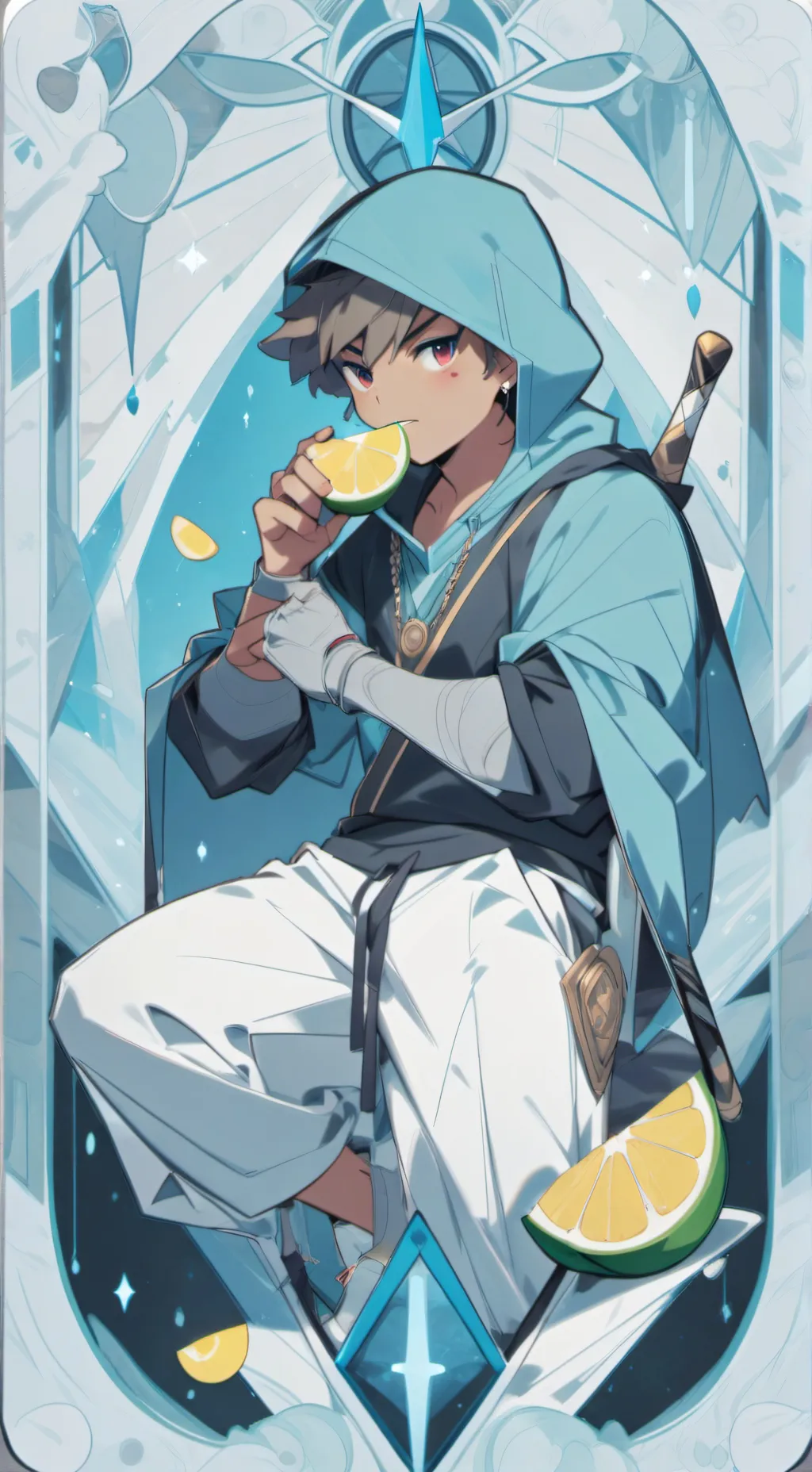 ai character: 💙 Leo tries lemon🍋 background