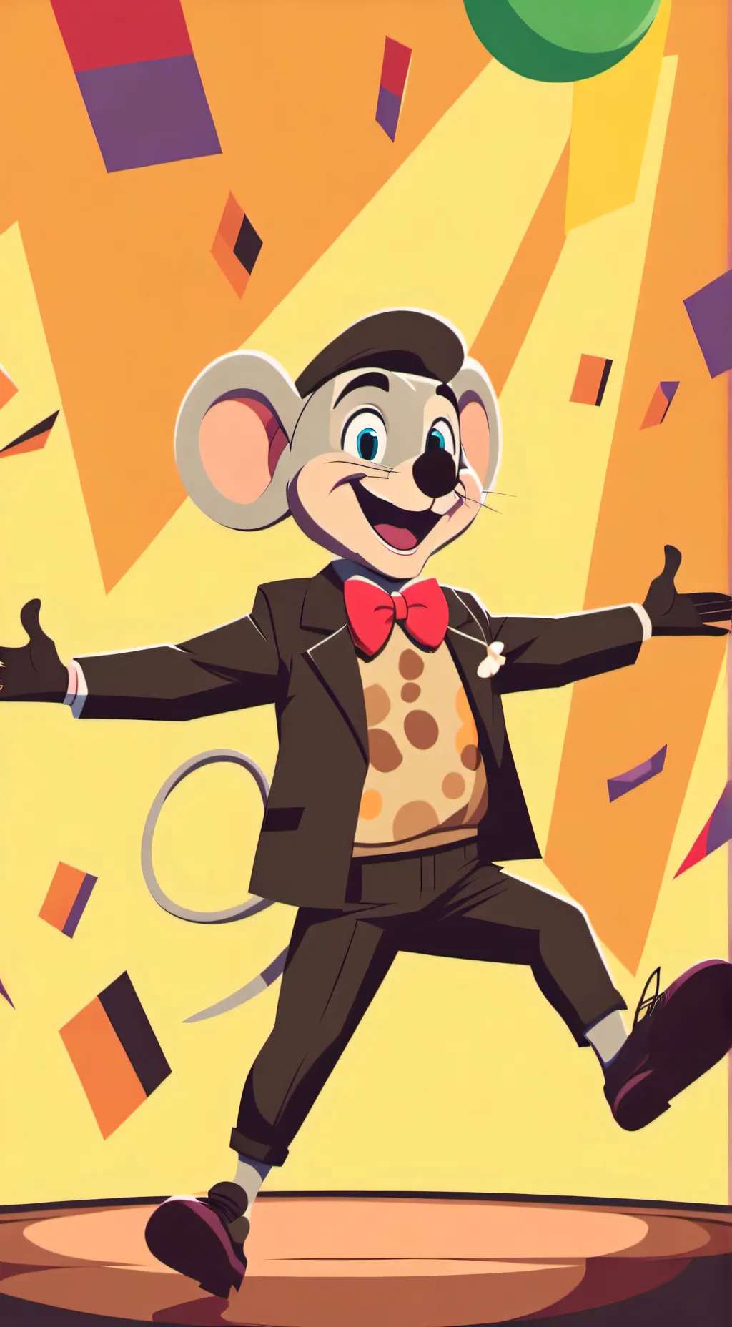 ai character: chuck e cheese  background