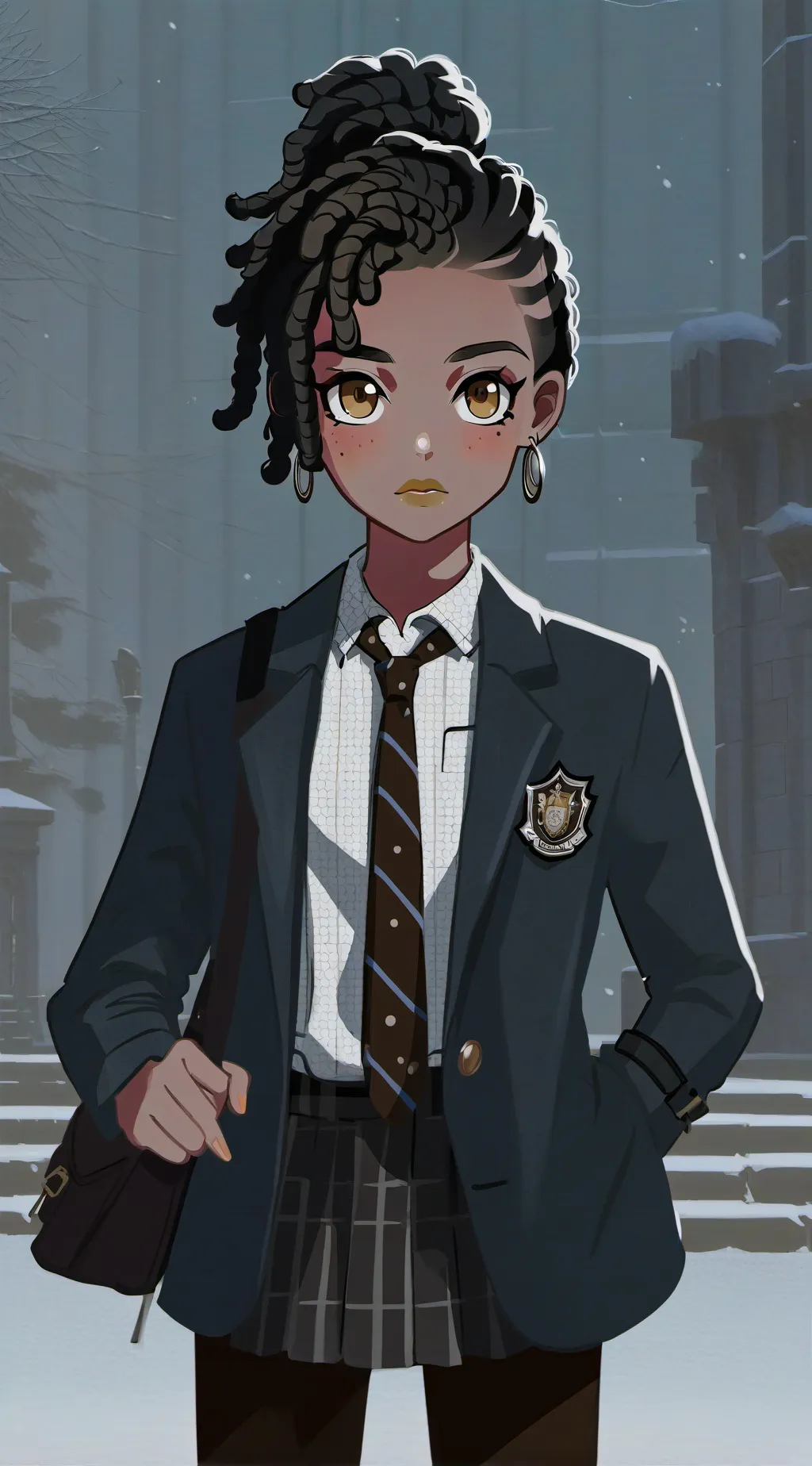 ai character: Hazel Brown background