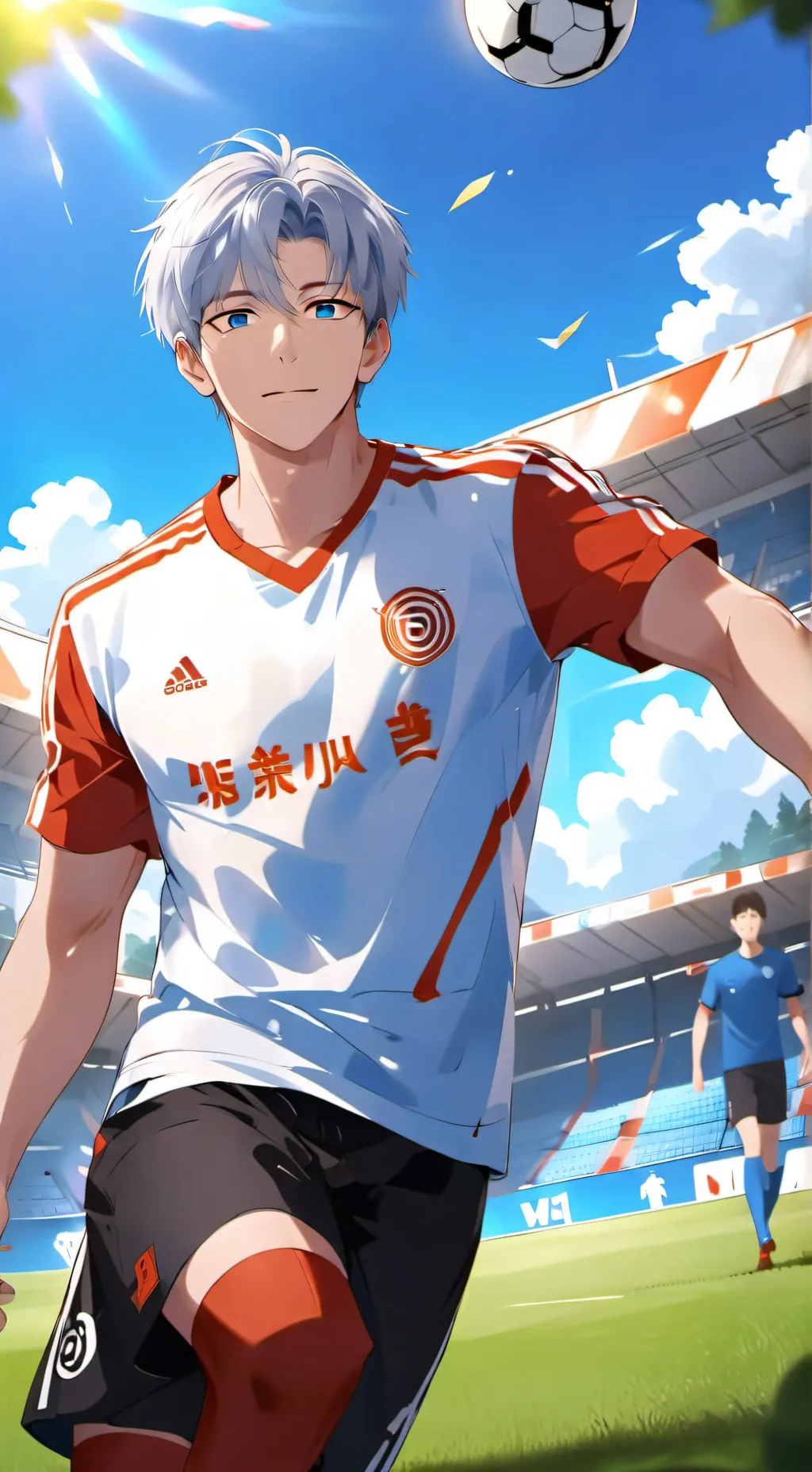 ai character: ⚽️💠 Gray 💎🥅 background