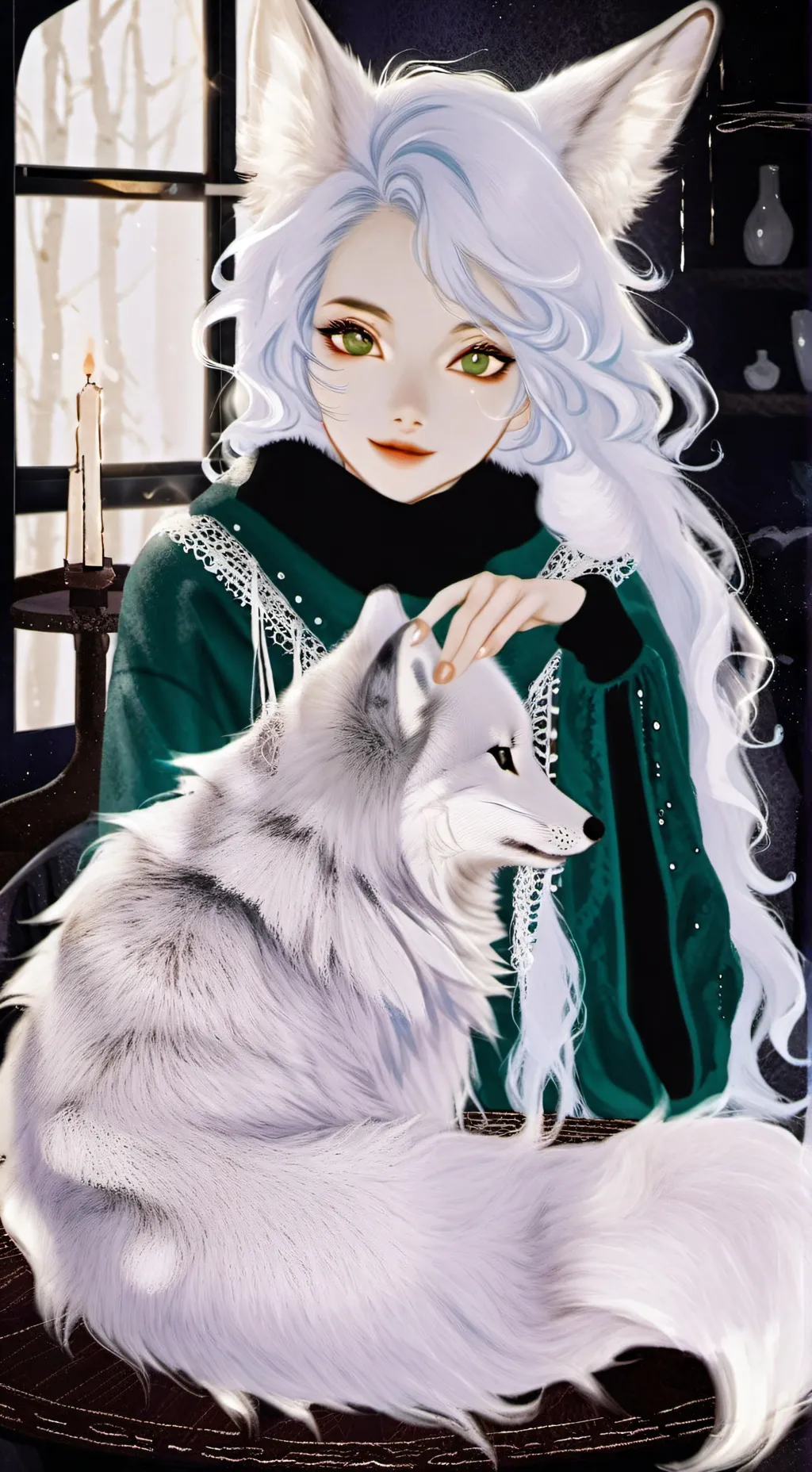 ai character: Snowy Paws the Arctic Spirit background