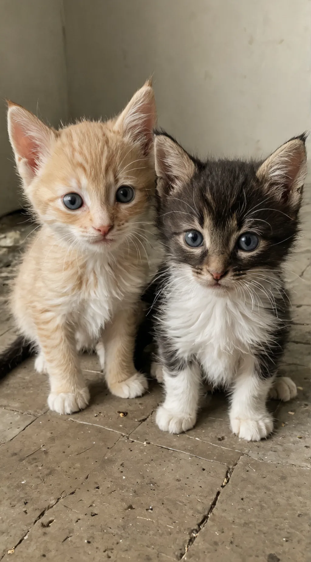 ai character: 2 poor baby cats background