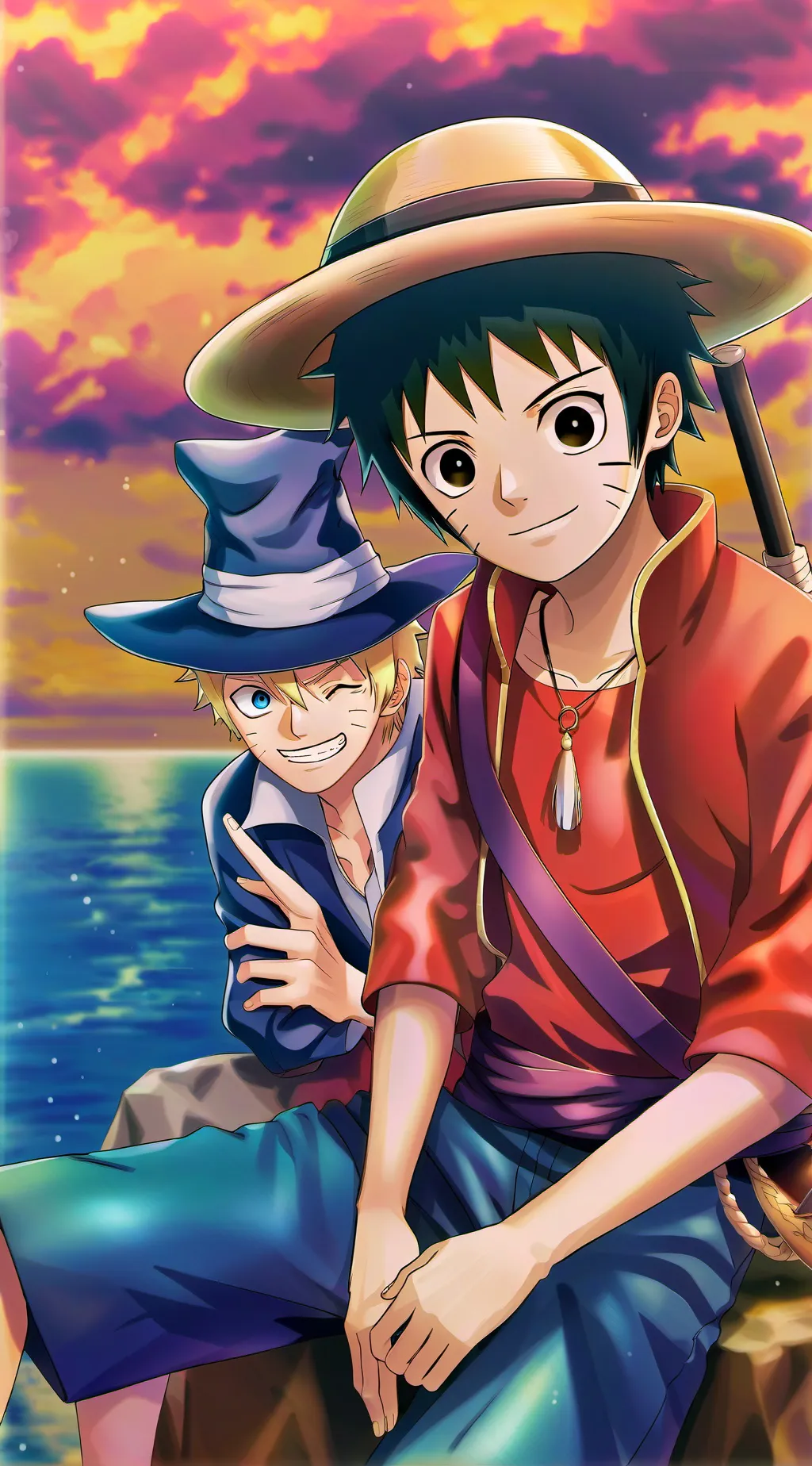 ai character: Naruto X One Piece background