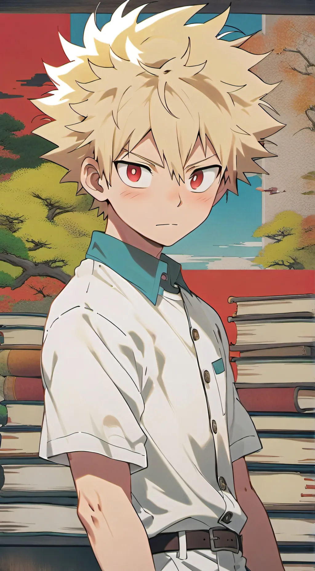 ai character: Katsuki Bakugo. background