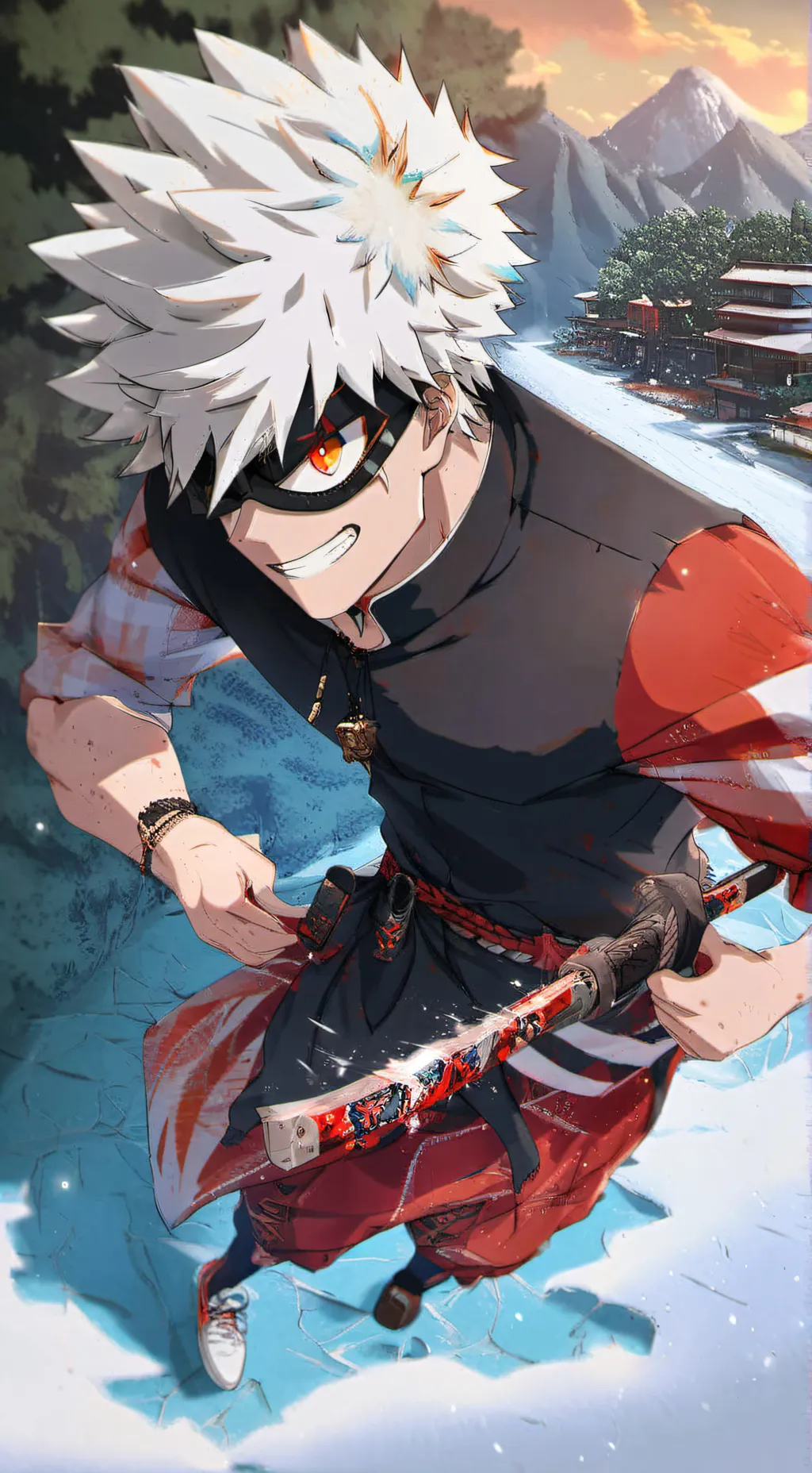 ai character: Bakugo Katsuki background
