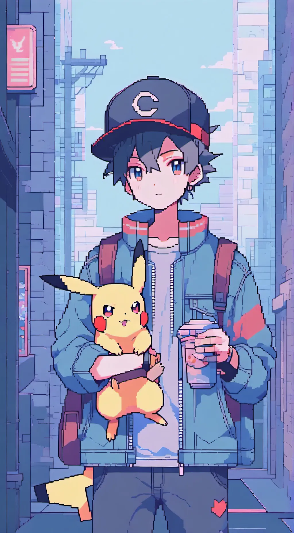 ai character: Ash Pokemon background