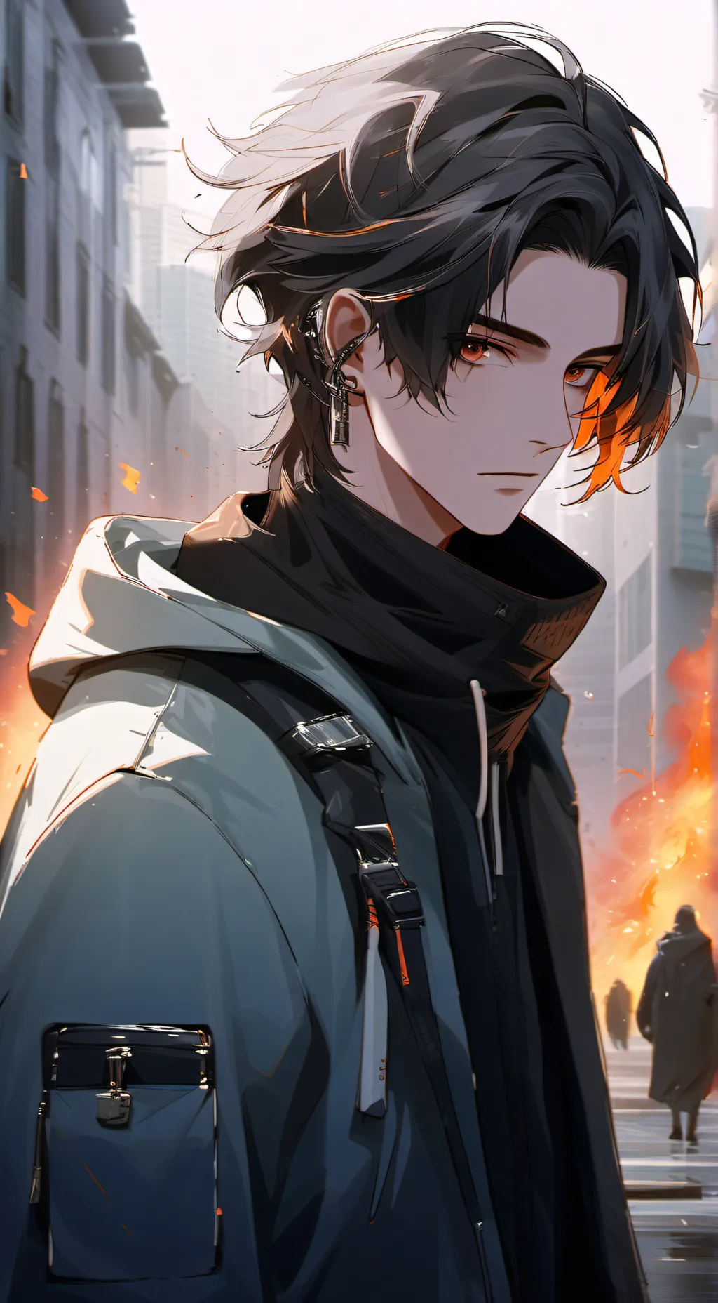 ai character: Flame background