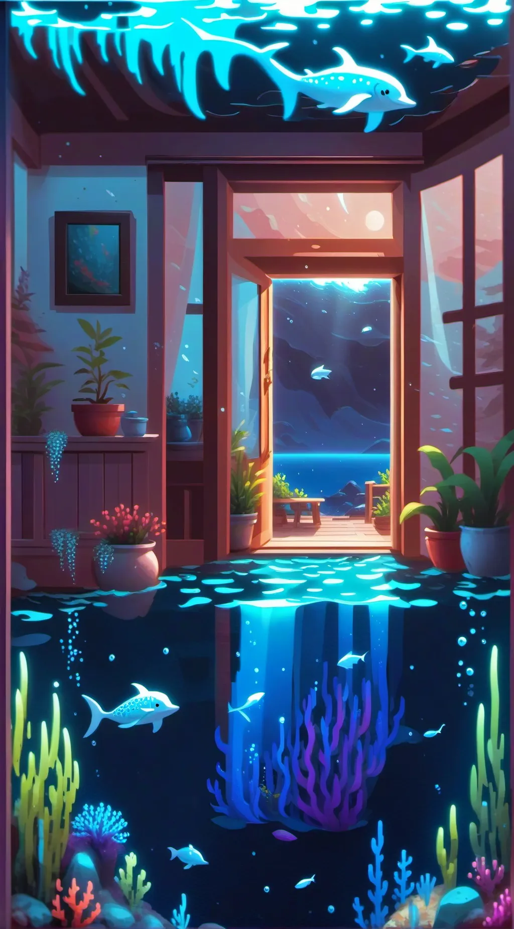 ai character: MHA drowned house background