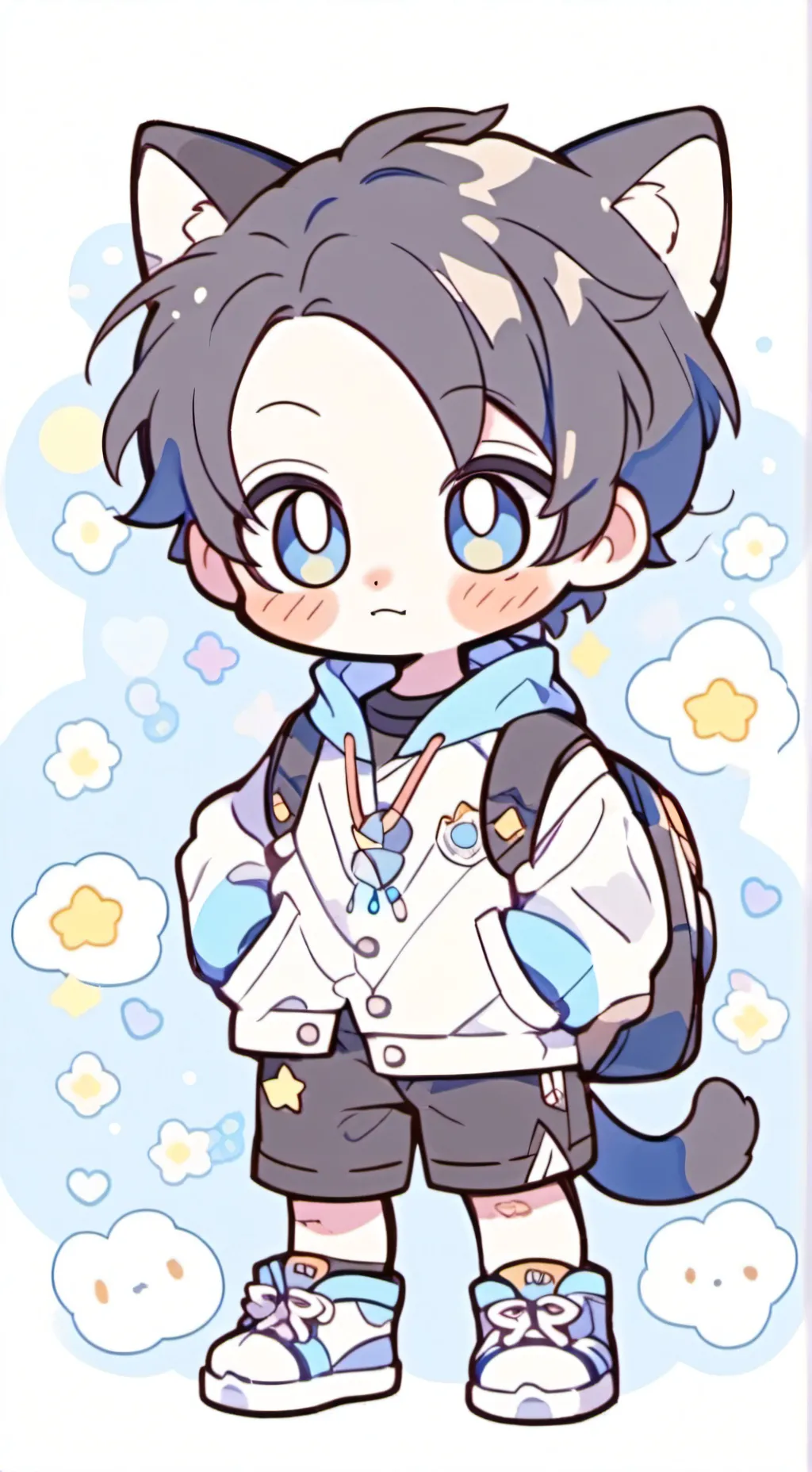 ai character: Noah💙🖤🤍 background