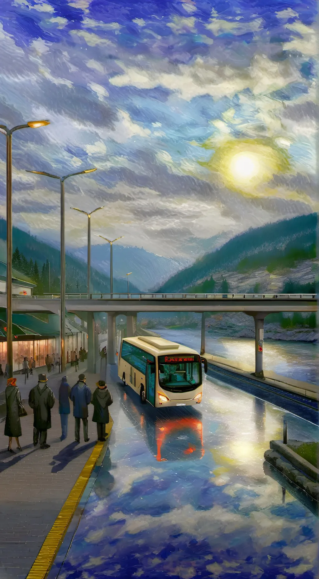 ai character: Bus Terminal background