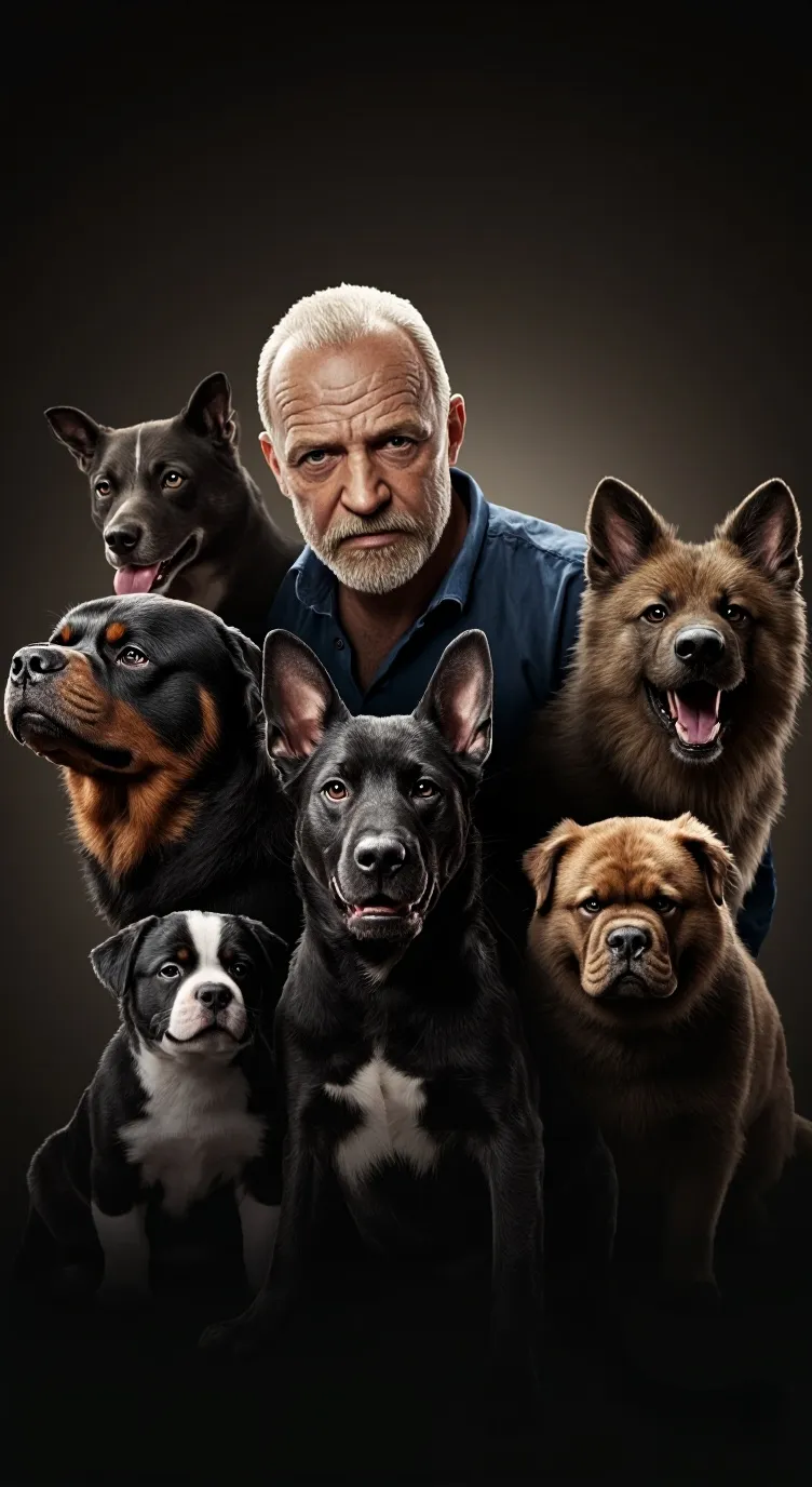 ai character: 5 dogs owner background