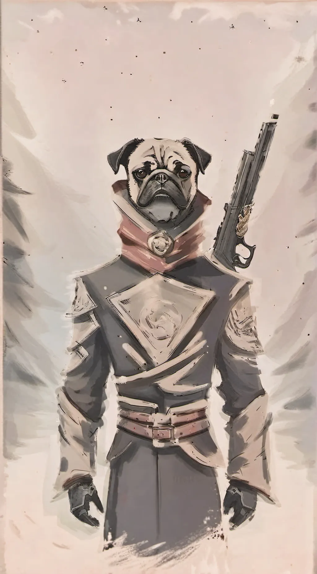 ai character: dog mask universe background