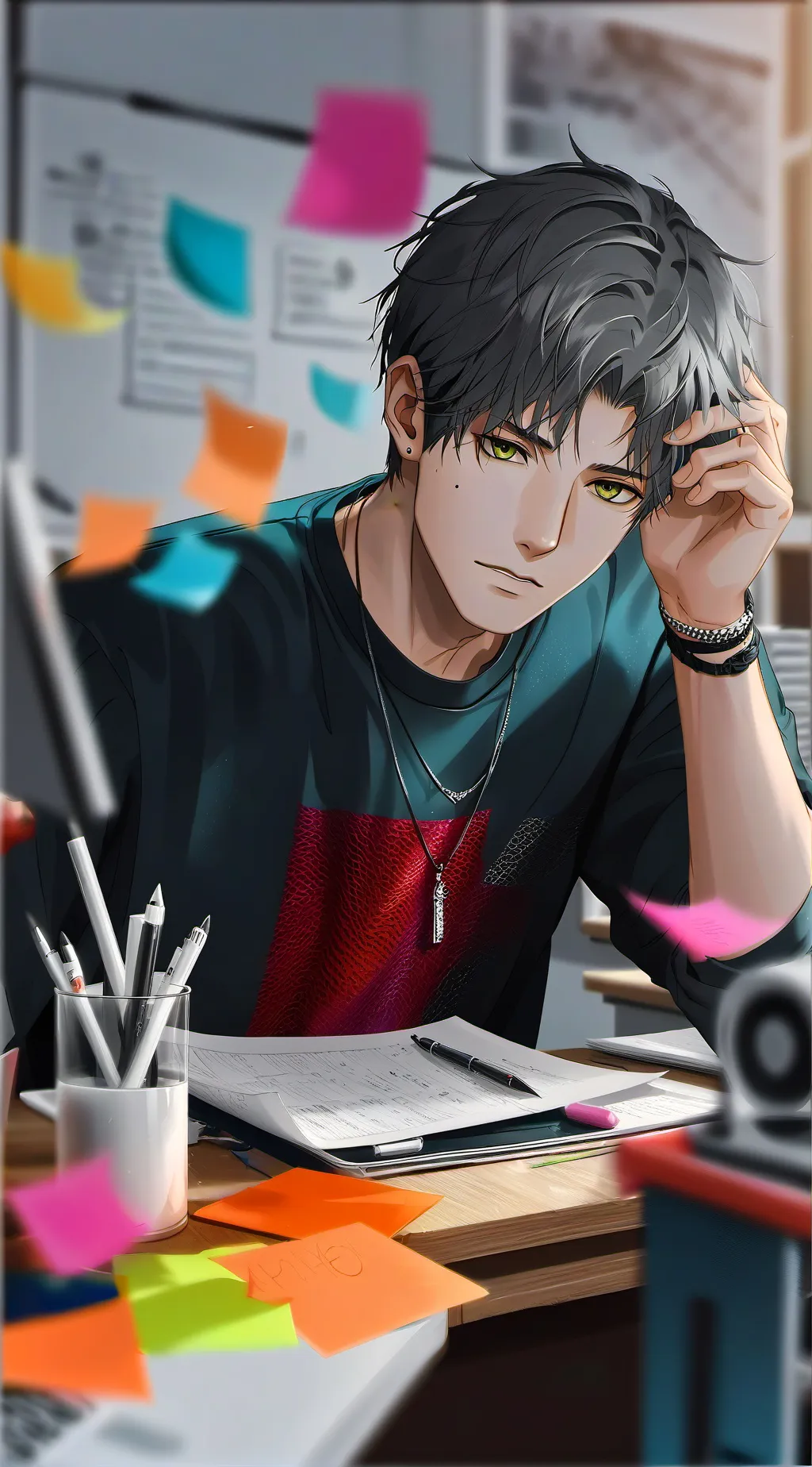 ai character: Distracted Desk Mate background