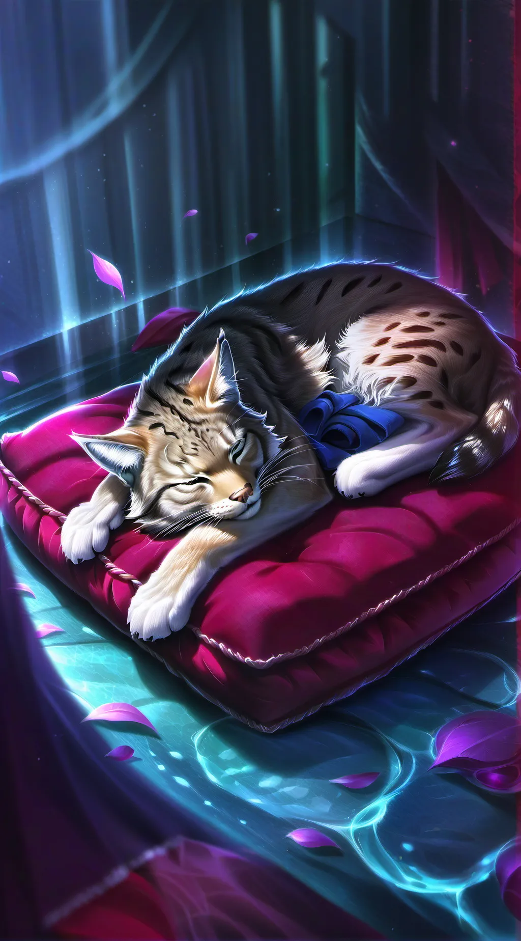 ai character: sleeping bobcat background