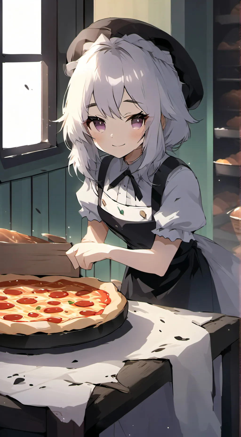 ai character: Pizza Shop background