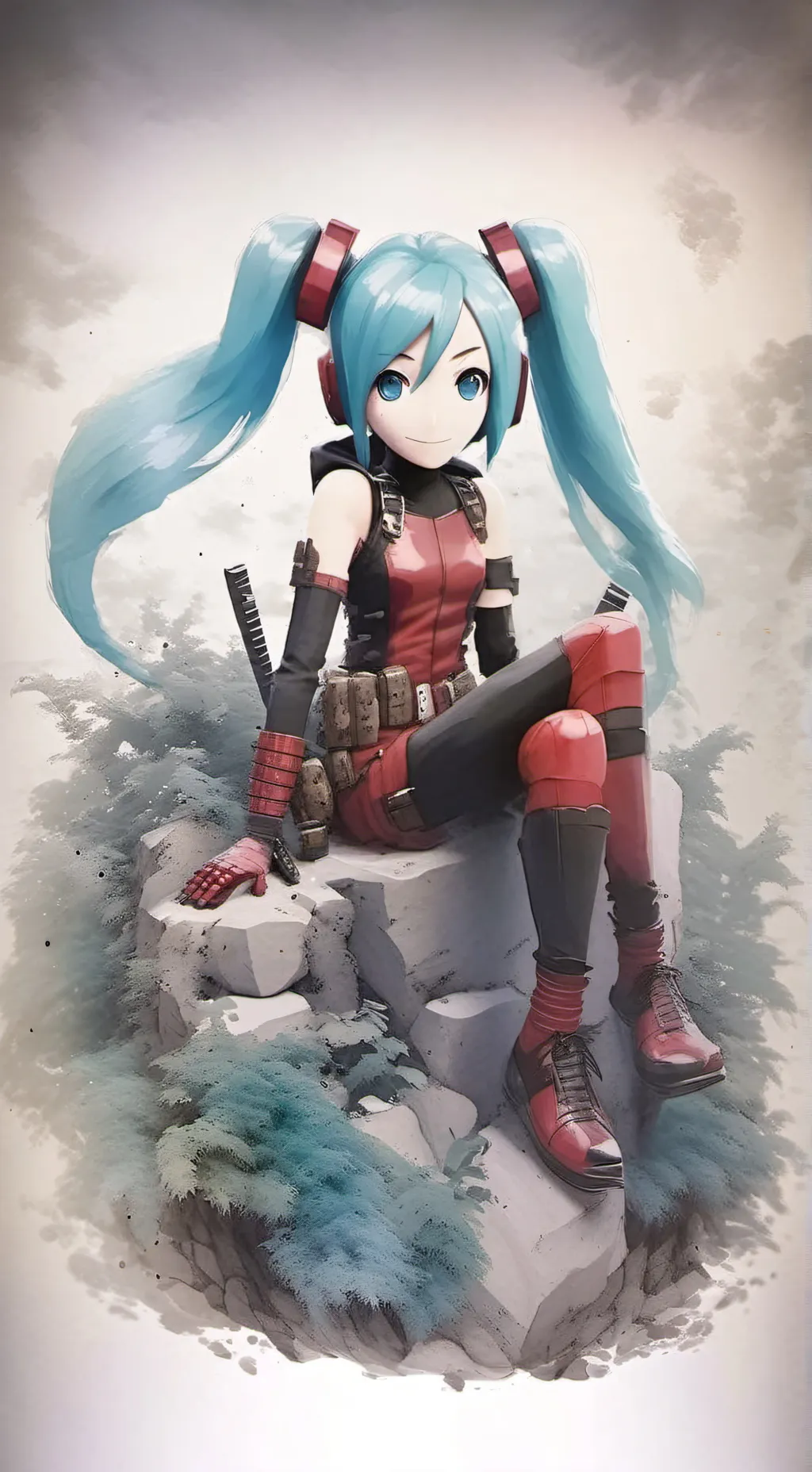ai character: miku Deadpool background