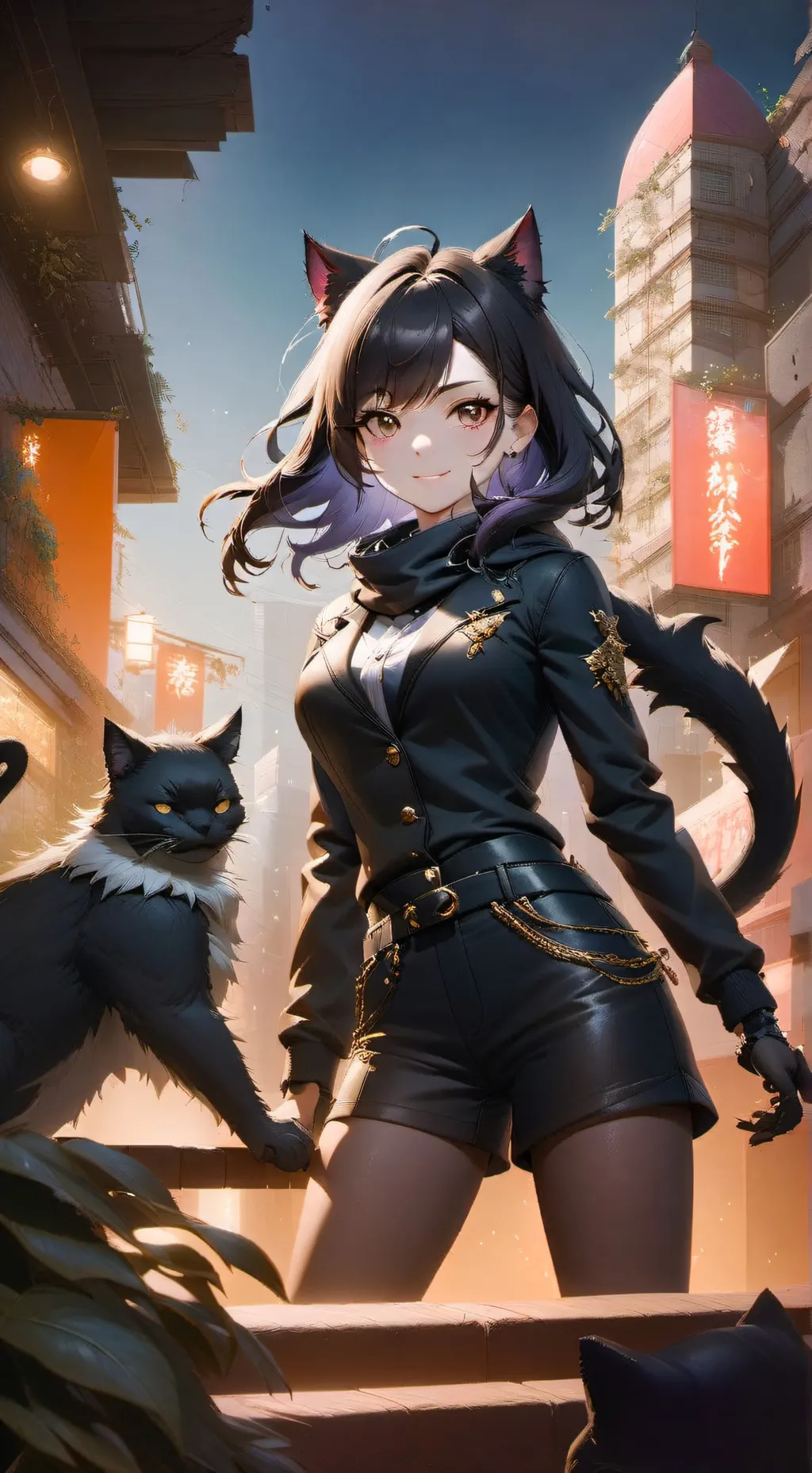 ai character: black cat background
