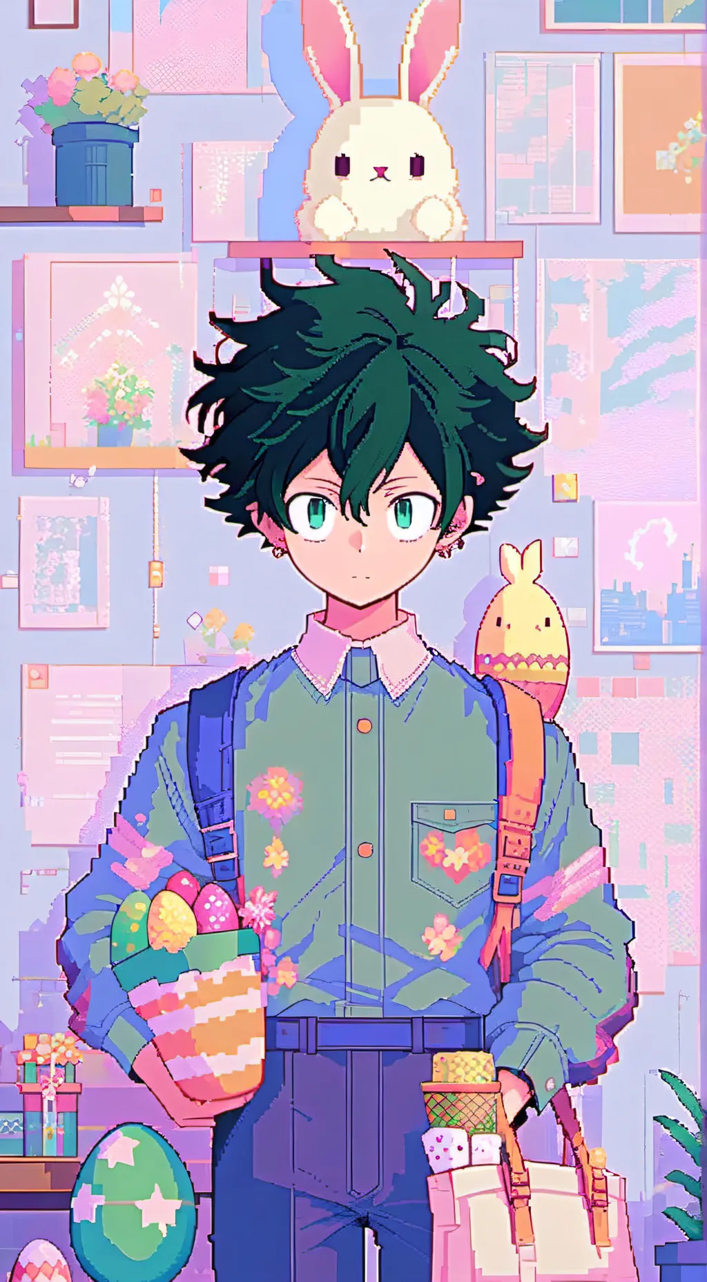 ai character: Mha- Easter  background