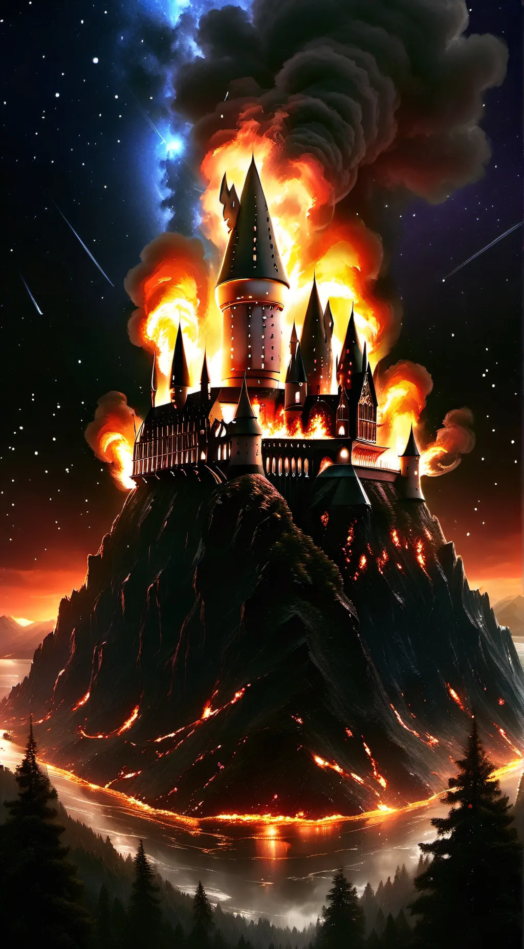 ai character: Hogwarts (fire) background
