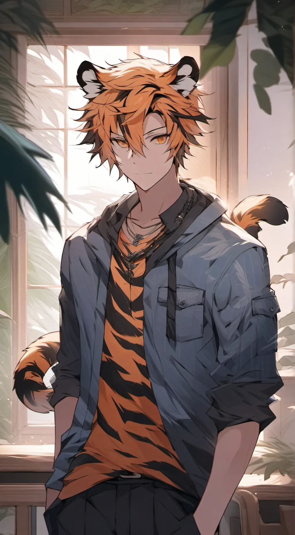 ai character: Striped Tiger Spirit background