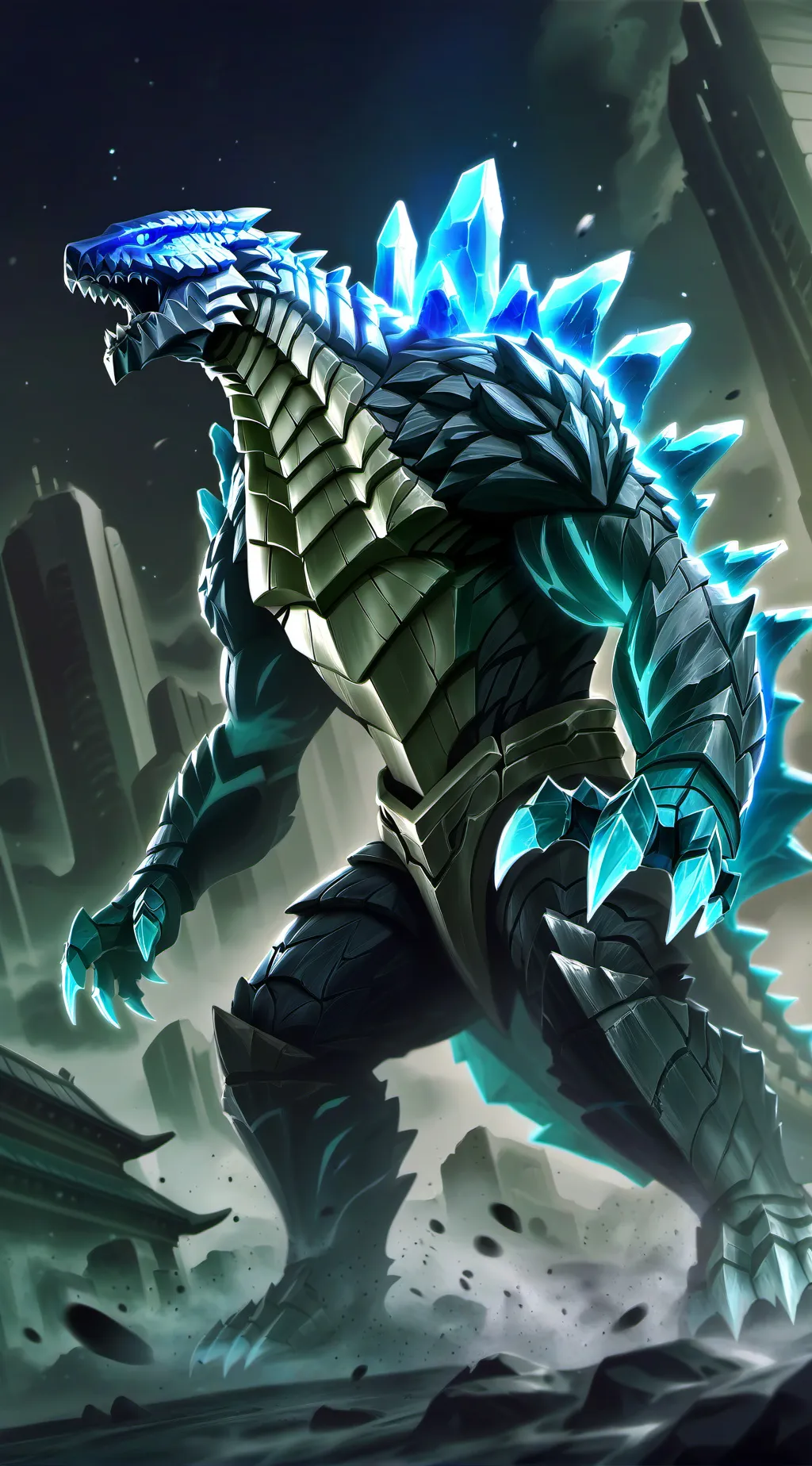 ai character: godzilla background