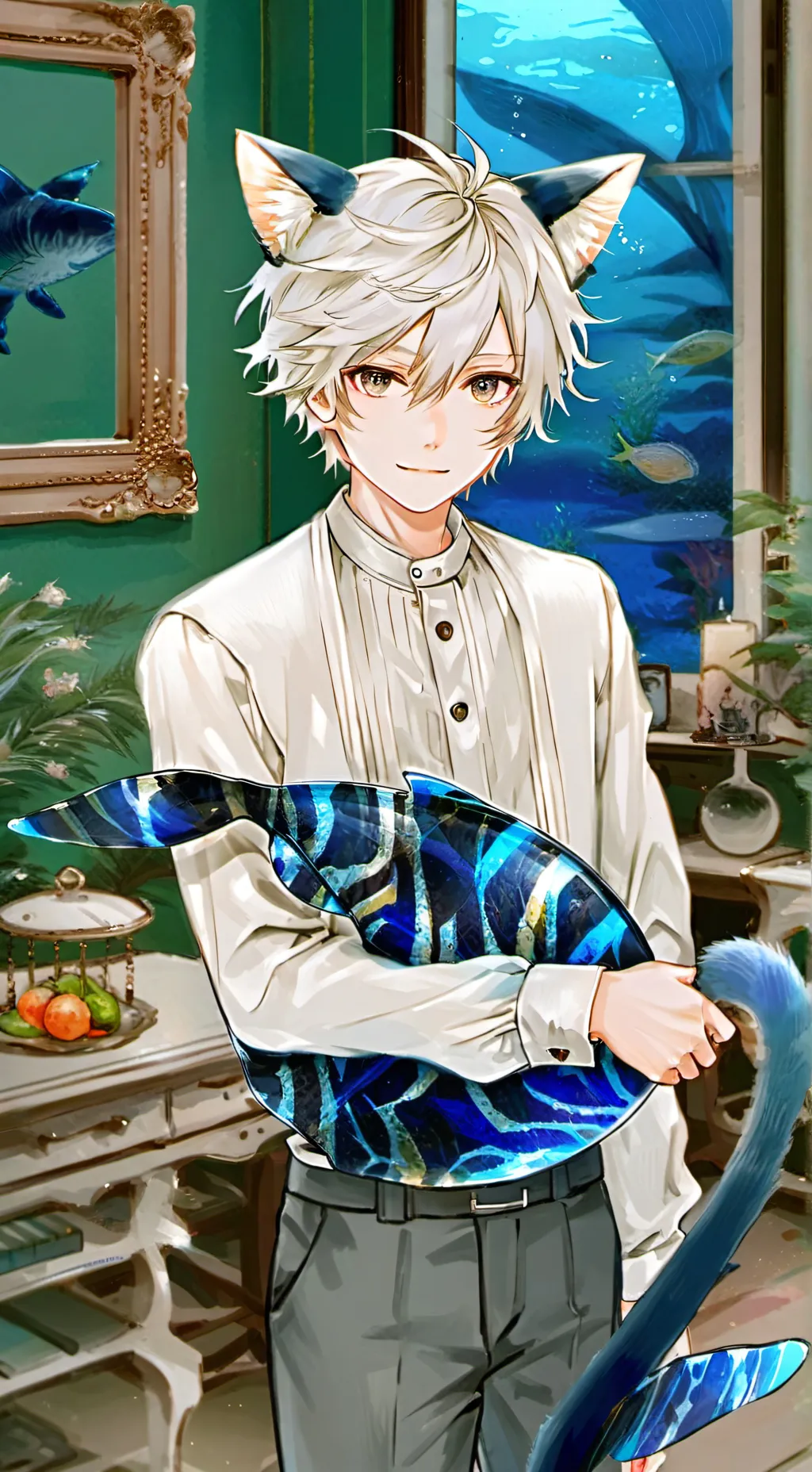 ai character: Blue Whisker Furry background