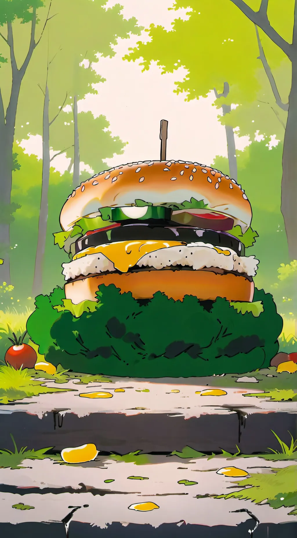 ai character: A little burger background