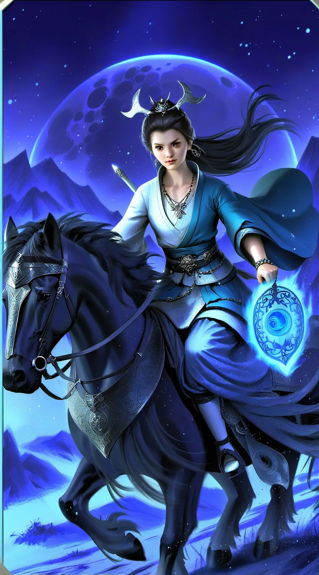 ai character: la femme lune 🌙🌒 background