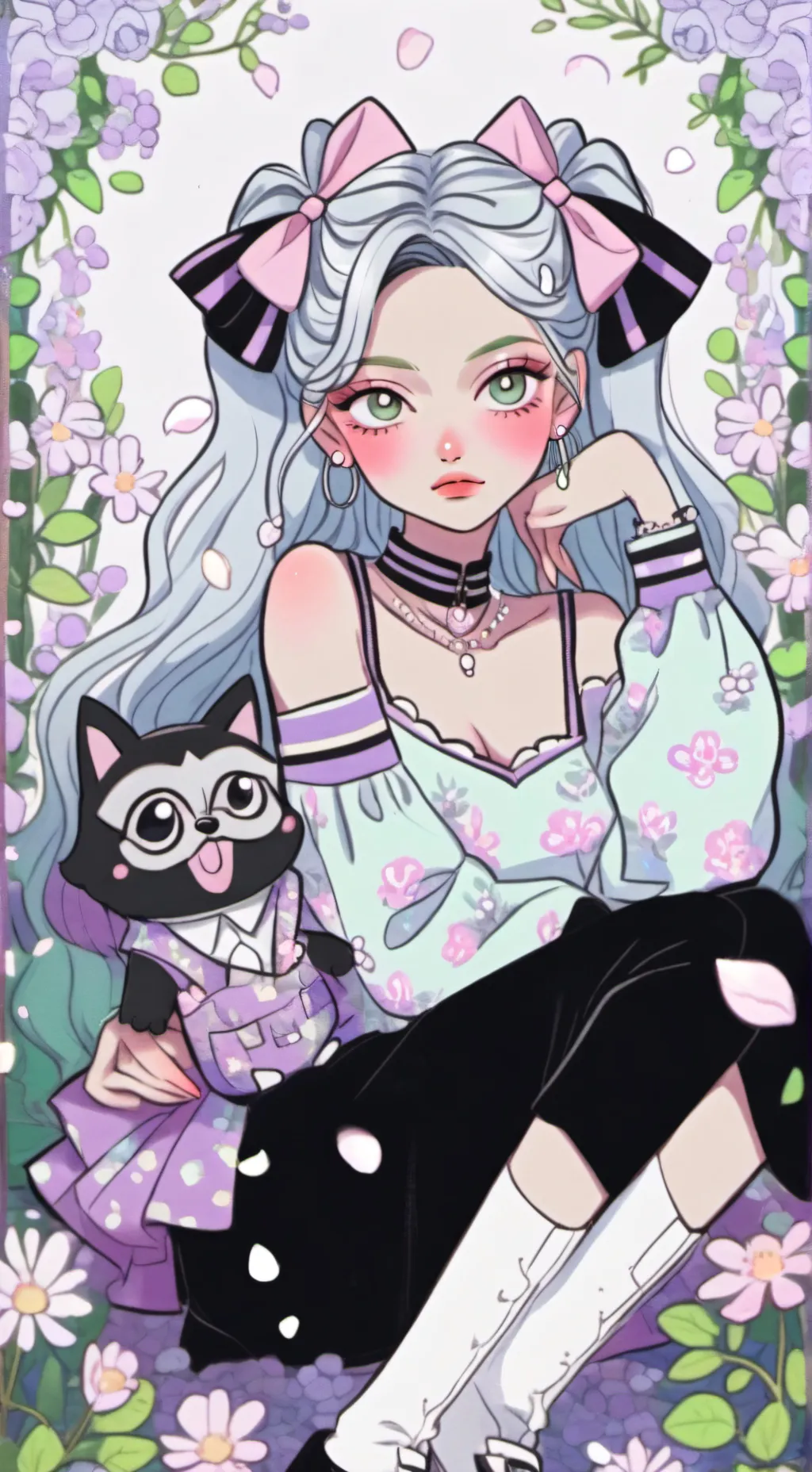 ai character: Rose butterfly background