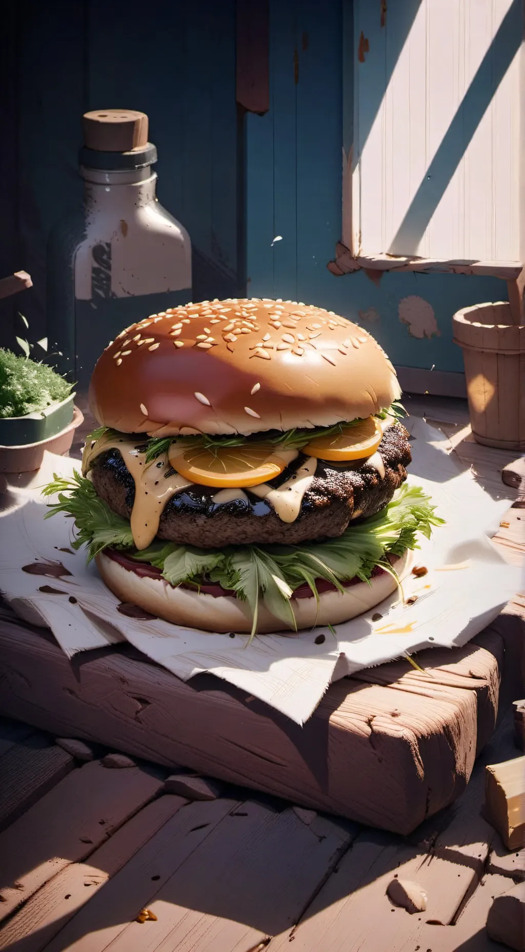 ai character: Burger background